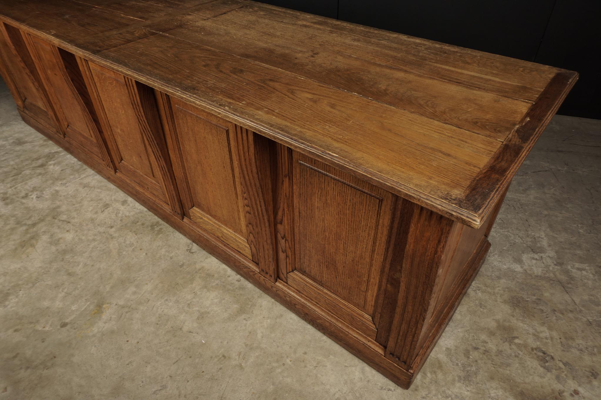 Large Oak Counter with Drawers from France, circa 1930 1