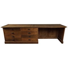 Large Oak Counter with Drawers from France, circa 1930