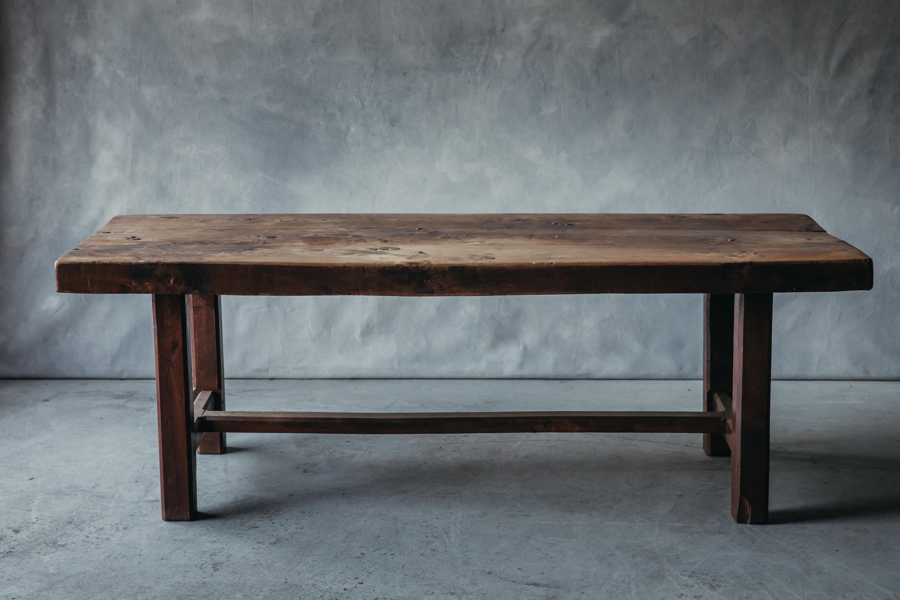 Large Oak Dining Table From France, Circa 1940. Solid oak construction with a superb patina.