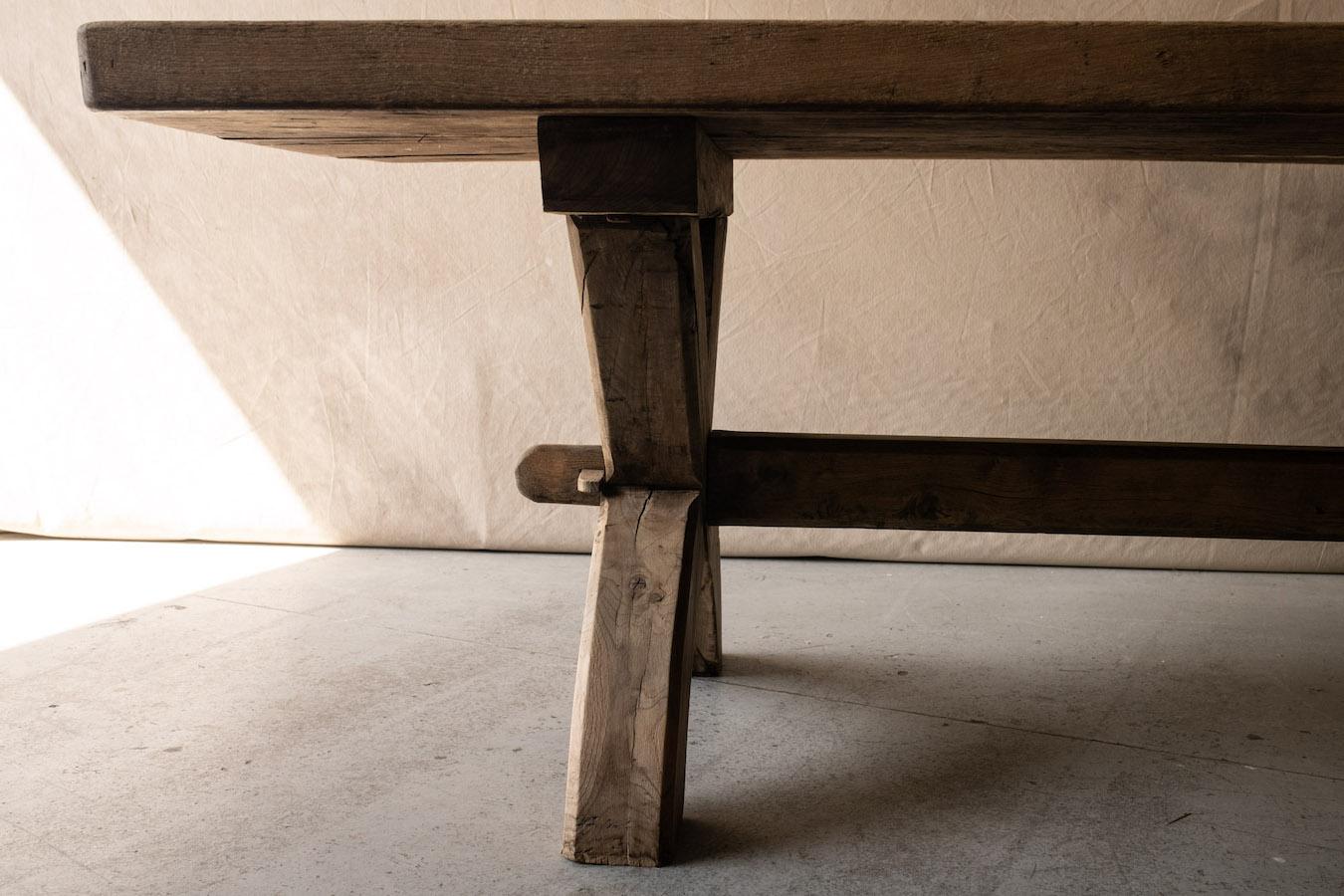 European Large Oak Dining Table From France, Circa 1940