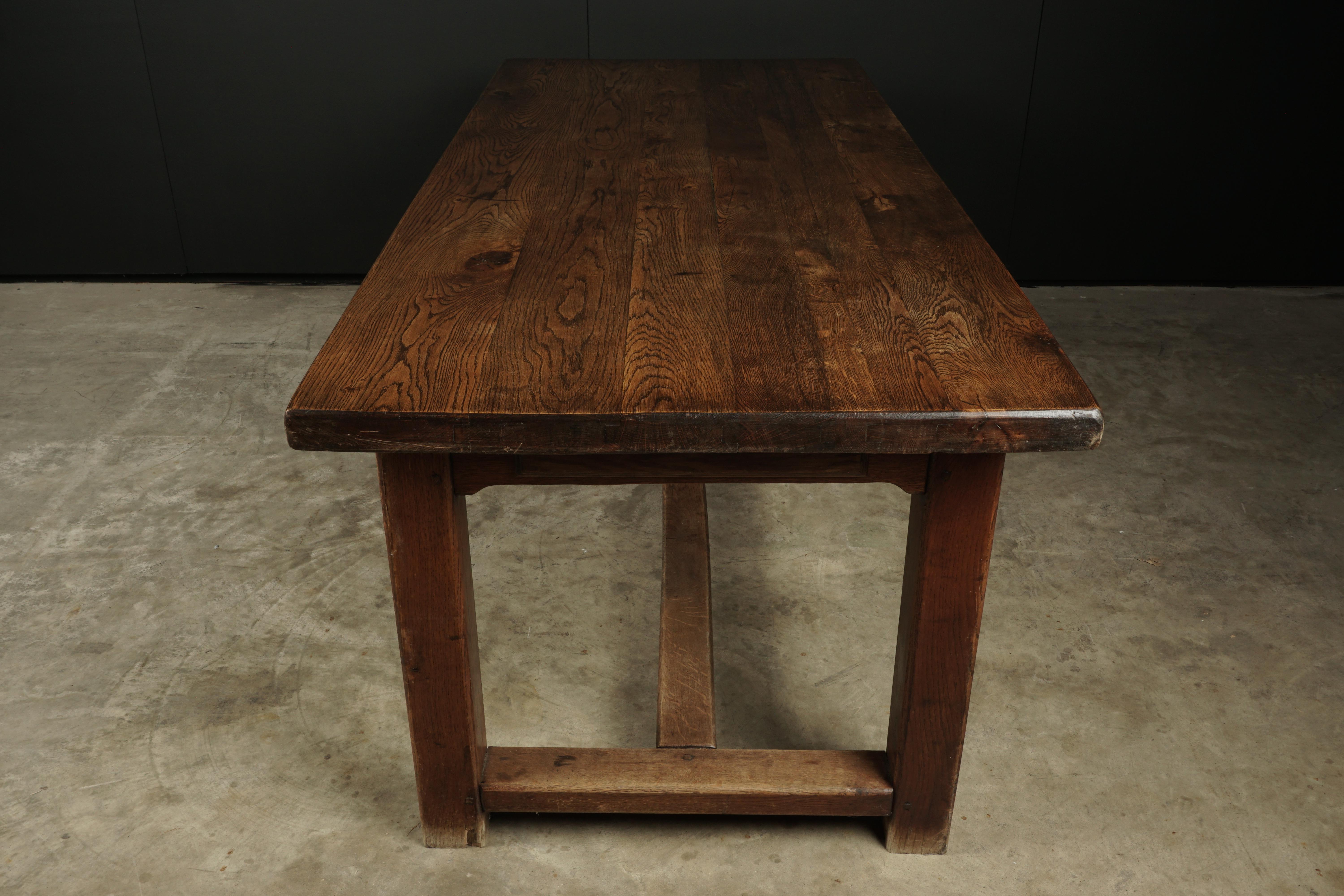 Mid-20th Century Vintage Large Solid Oak Dining Table from France, circa 1940