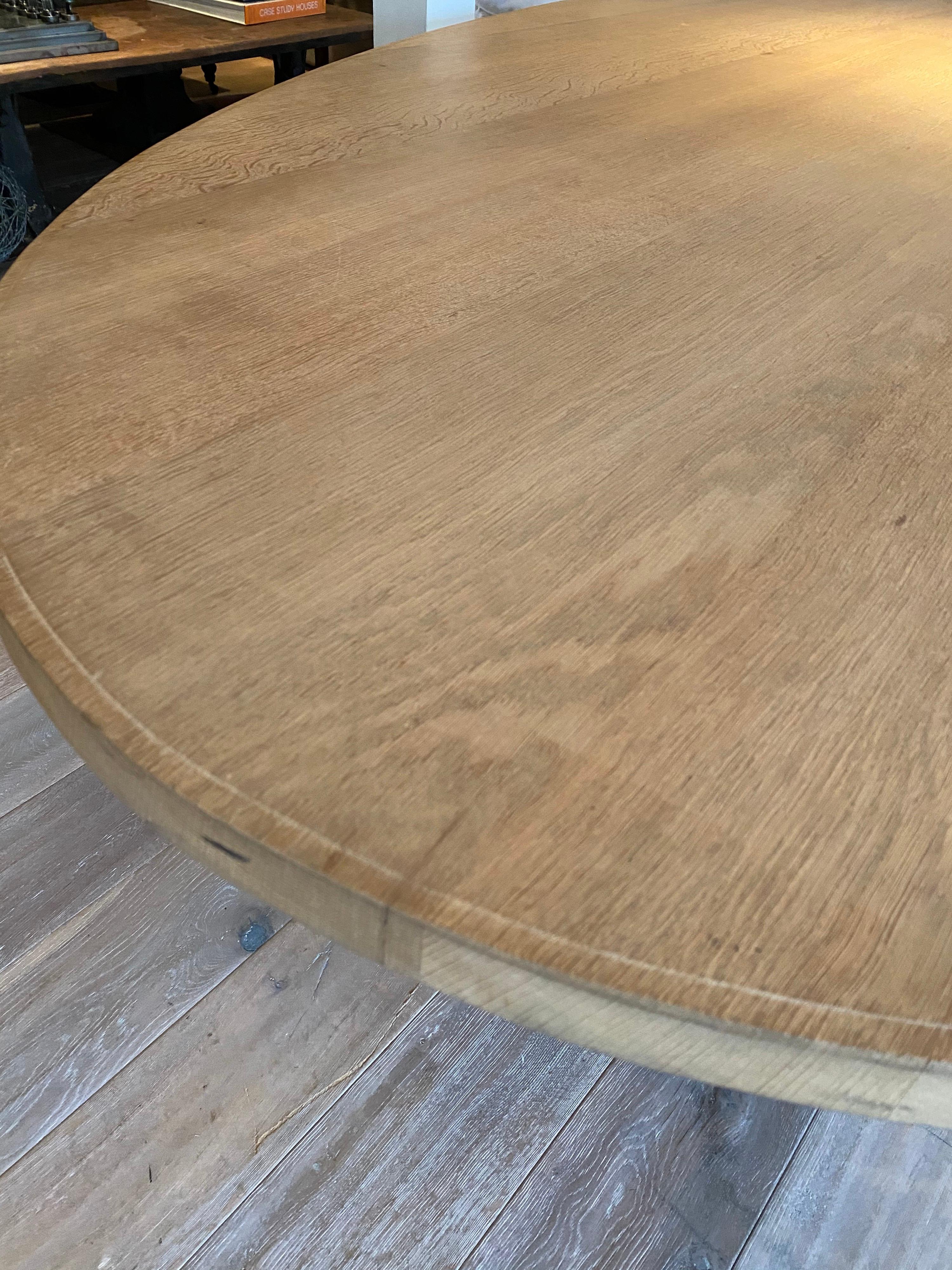 Large Oak Dining Table with Steel Base 2