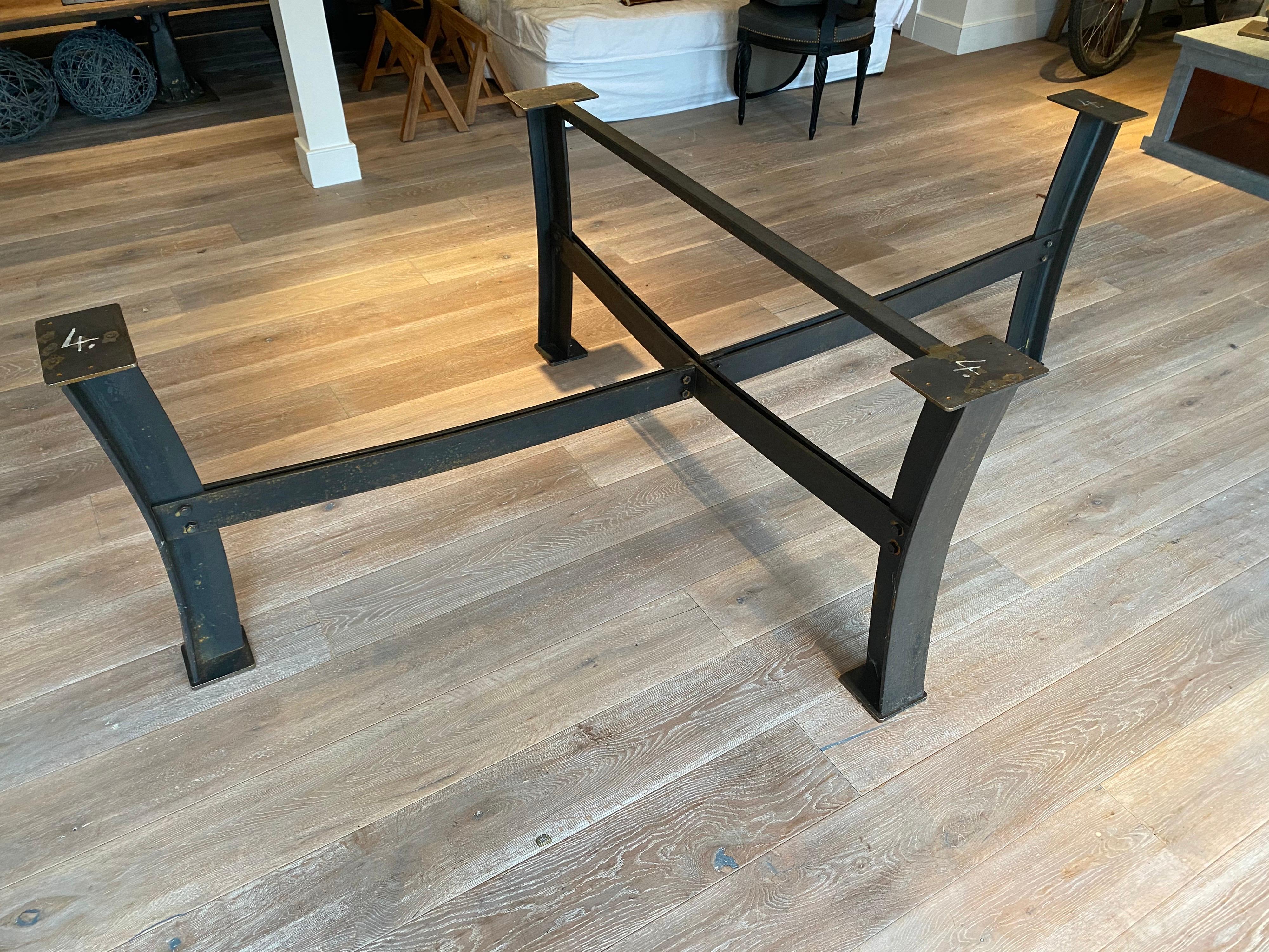Industrial Large Oak Dining Table with Steel Base