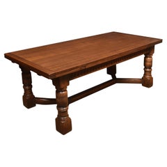 Antique Large Oak Draw Leaf Refectory Table