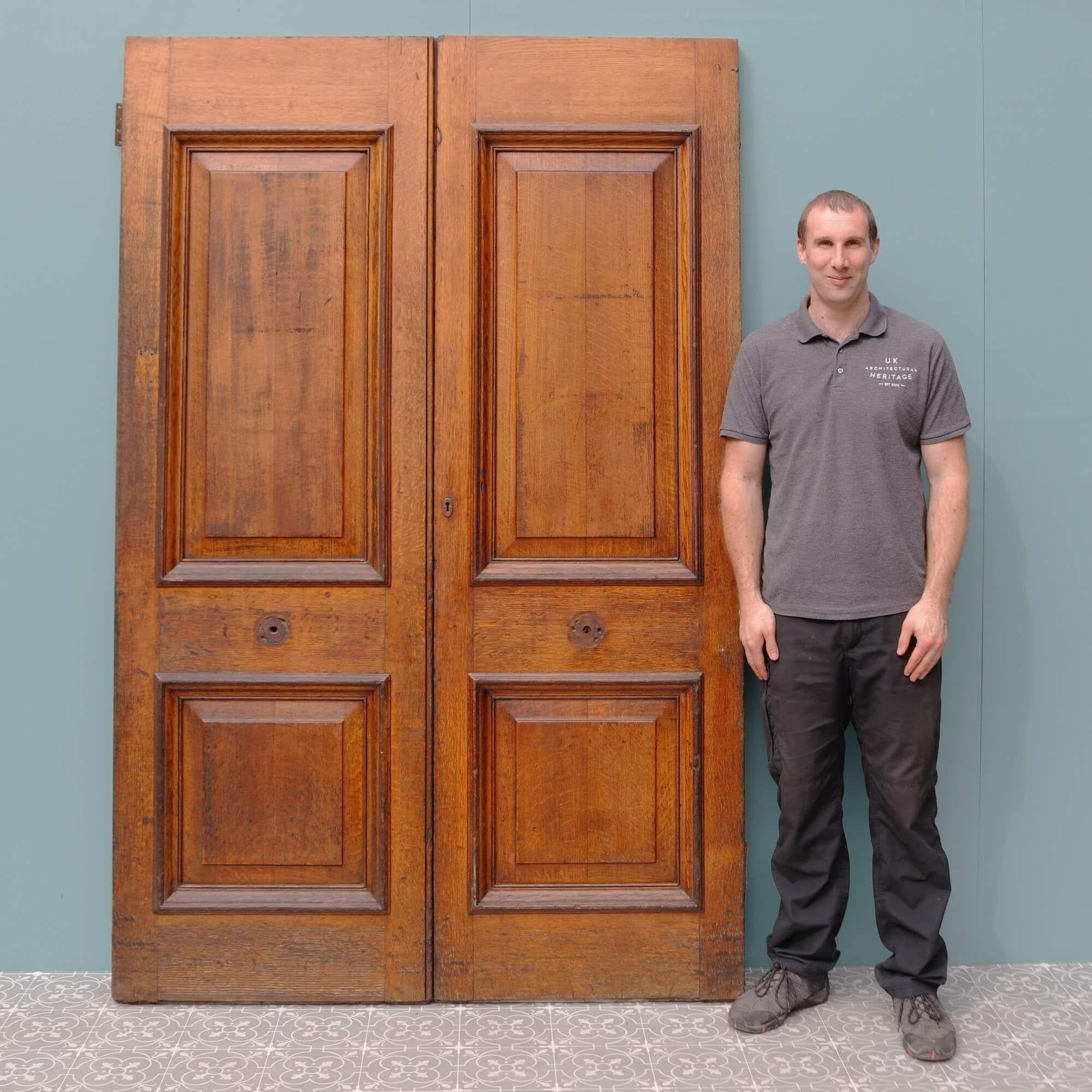 English Large Oak Edwardian Double Front Doors For Sale