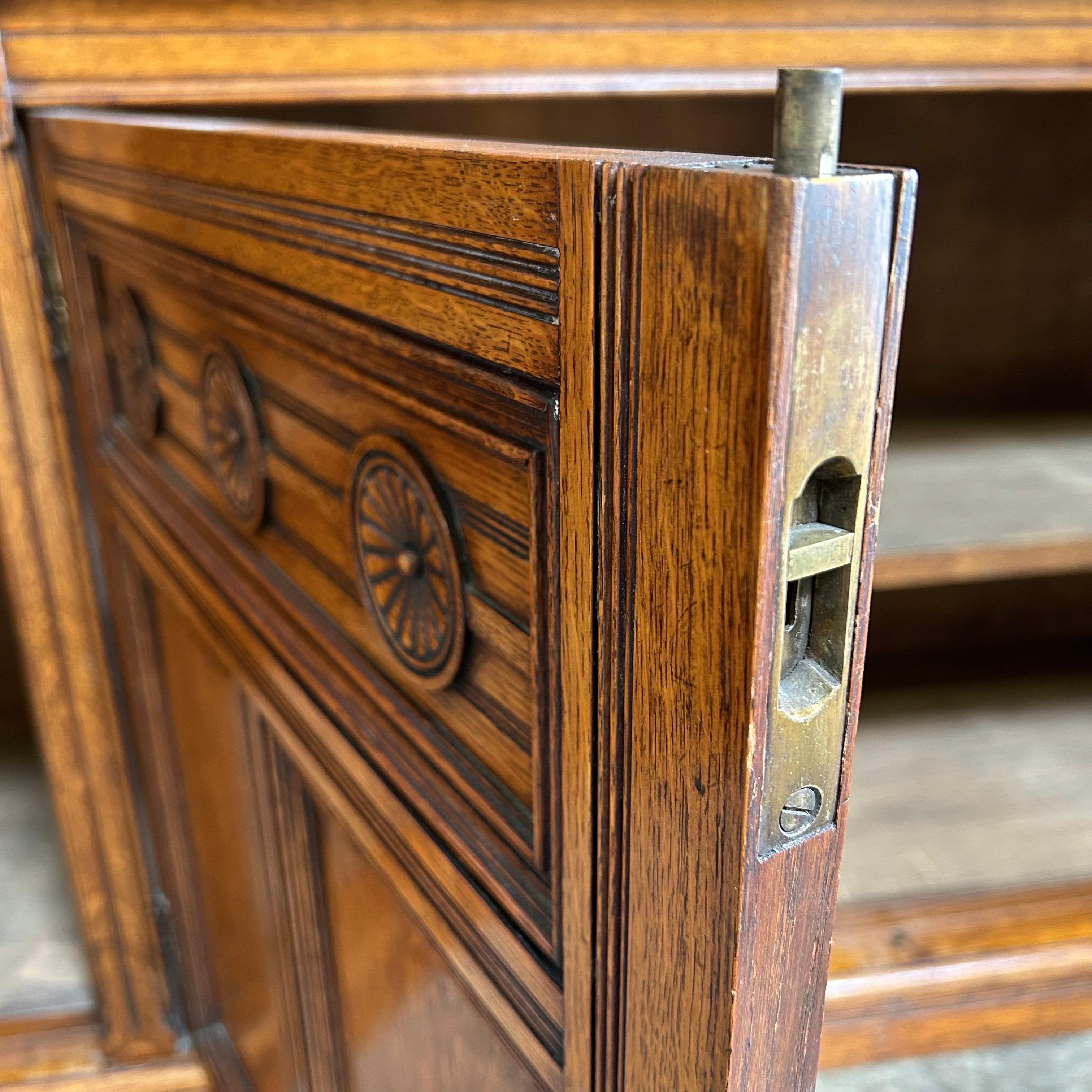 Large Oak European Bookcase with Glass Doors in Gustavian Style 7