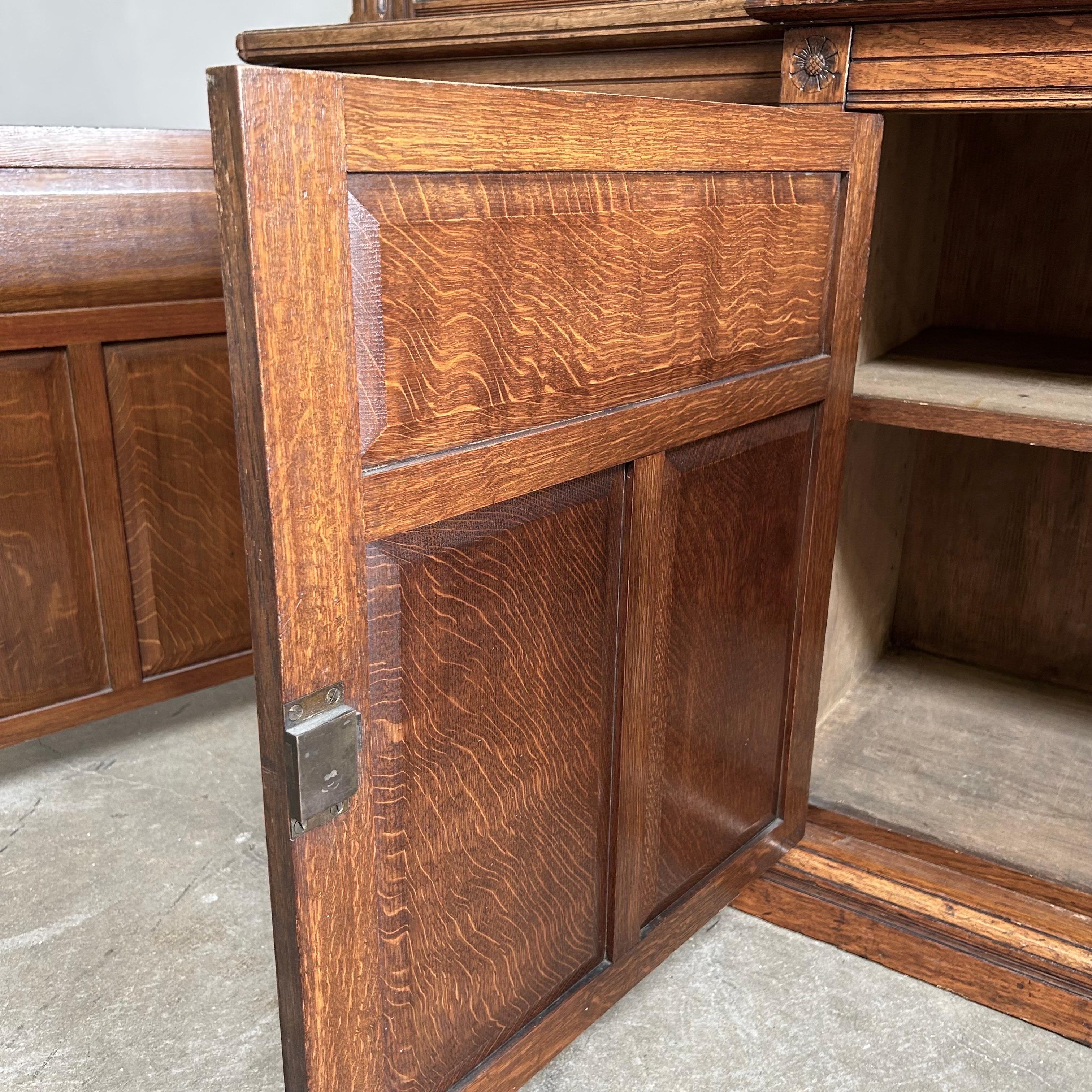 Large Oak European Bookcase with Glass Doors in Gustavian Style 8