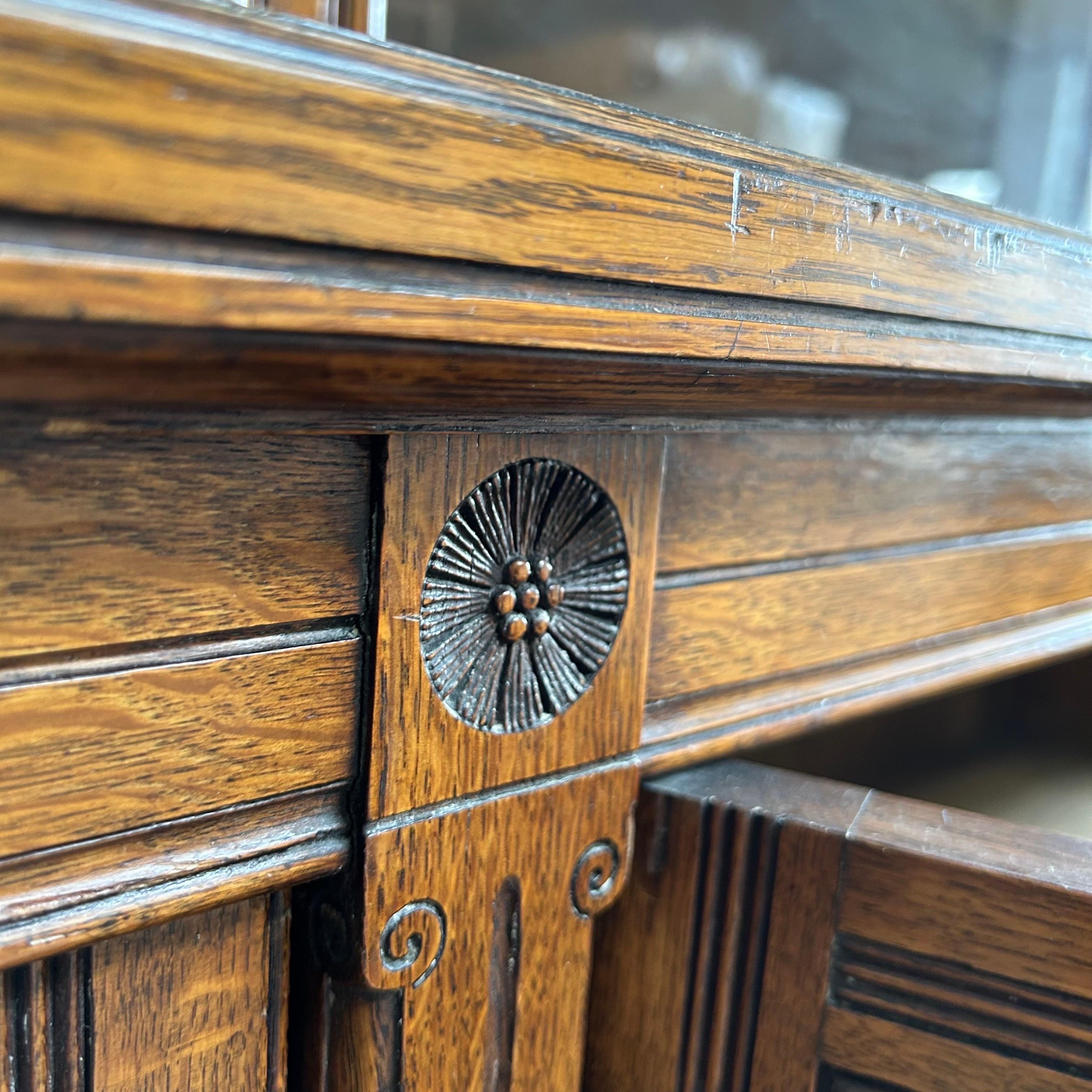 Large Oak European Bookcase with Glass Doors in Gustavian Style 9