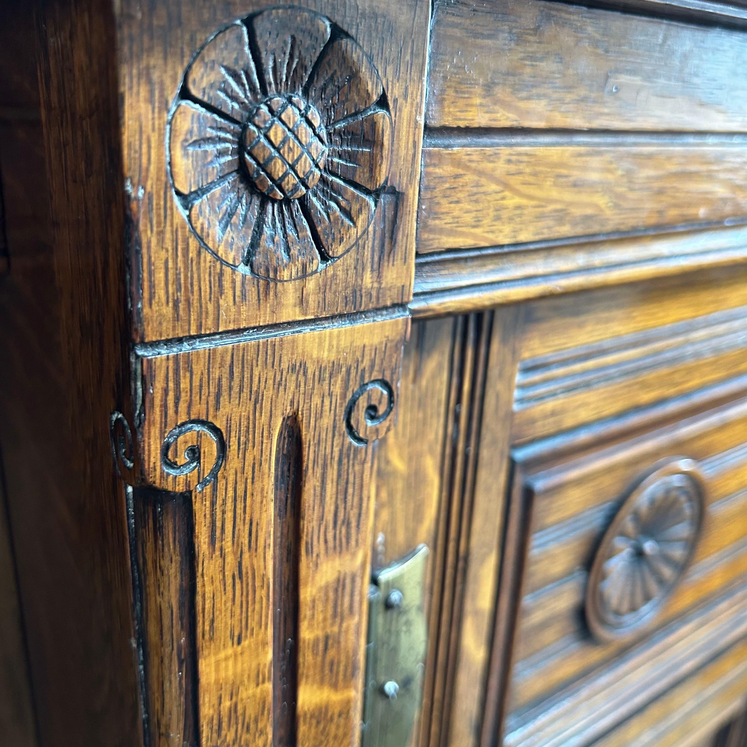 Large Oak European Bookcase with Glass Doors in Gustavian Style 10