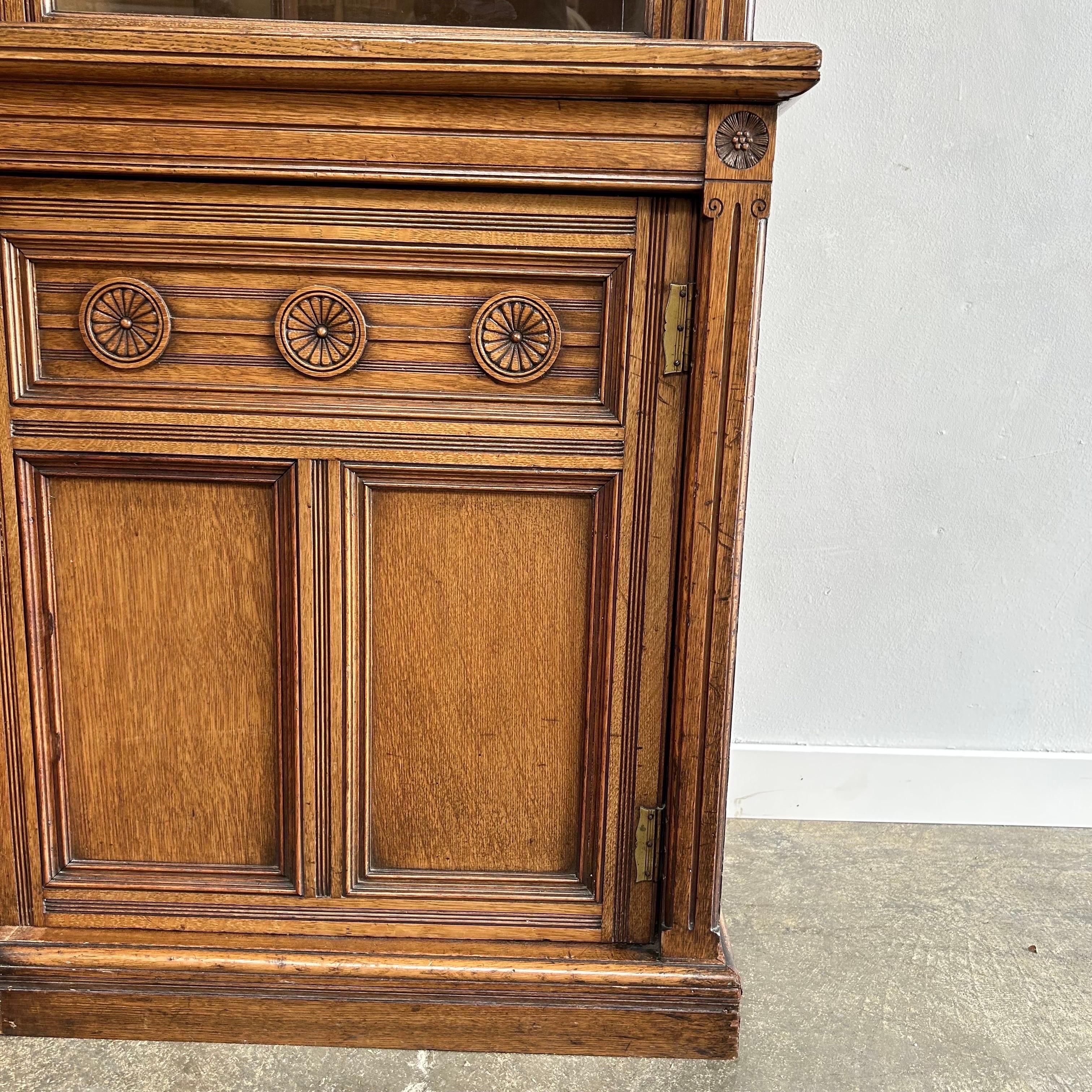 Large Oak European Bookcase with Glass Doors in Gustavian Style 2
