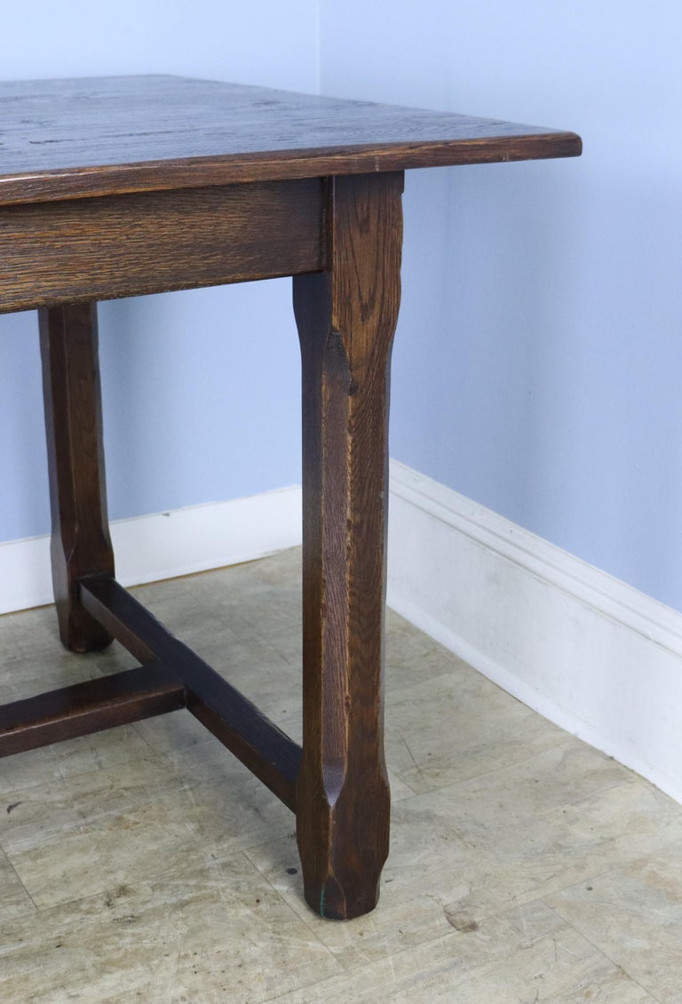 Large Oak Farm Table with Trestle Base For Sale at 1stDibs