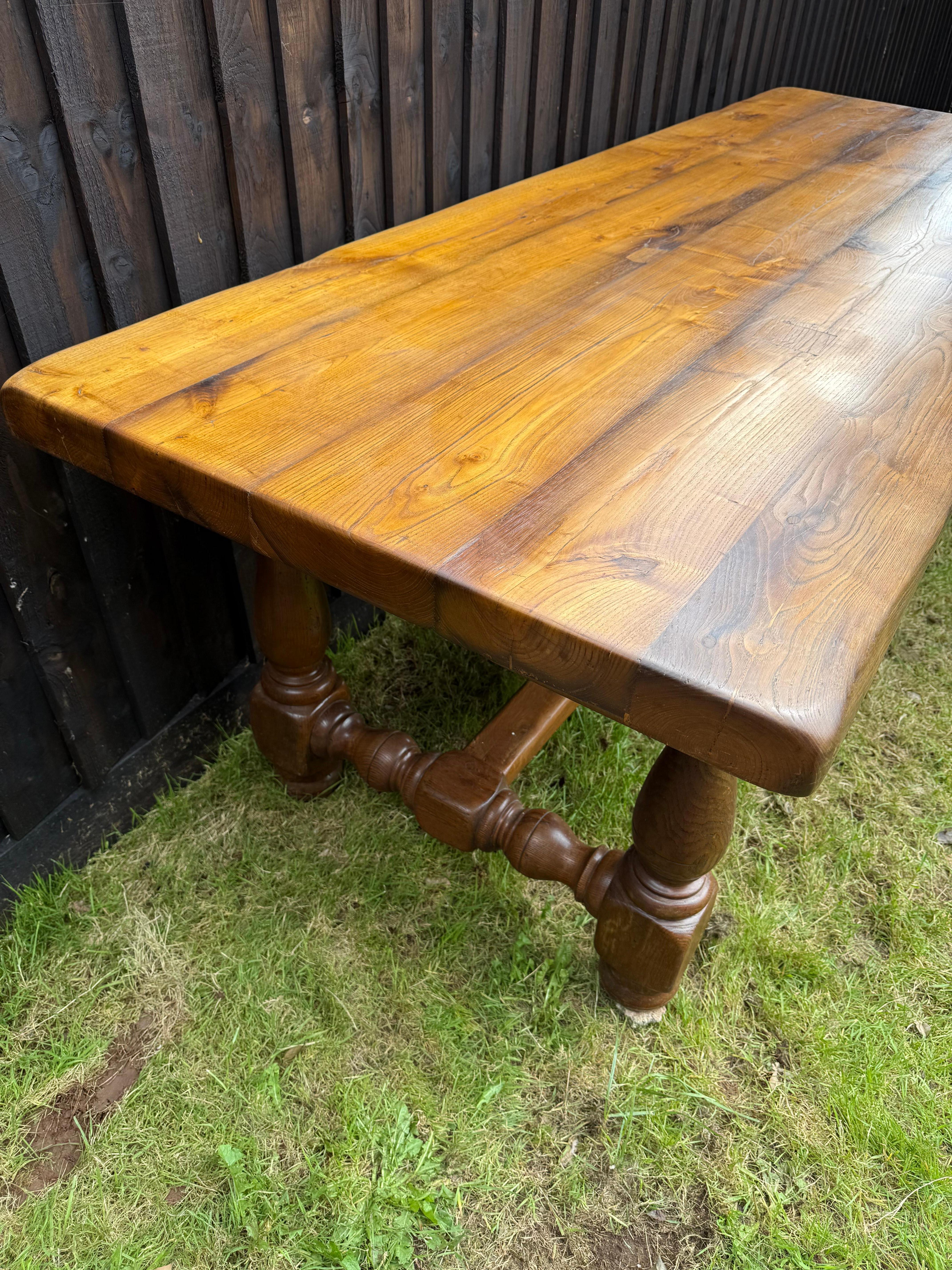 20th Century Large oak farmhouse table / refectory table For Sale