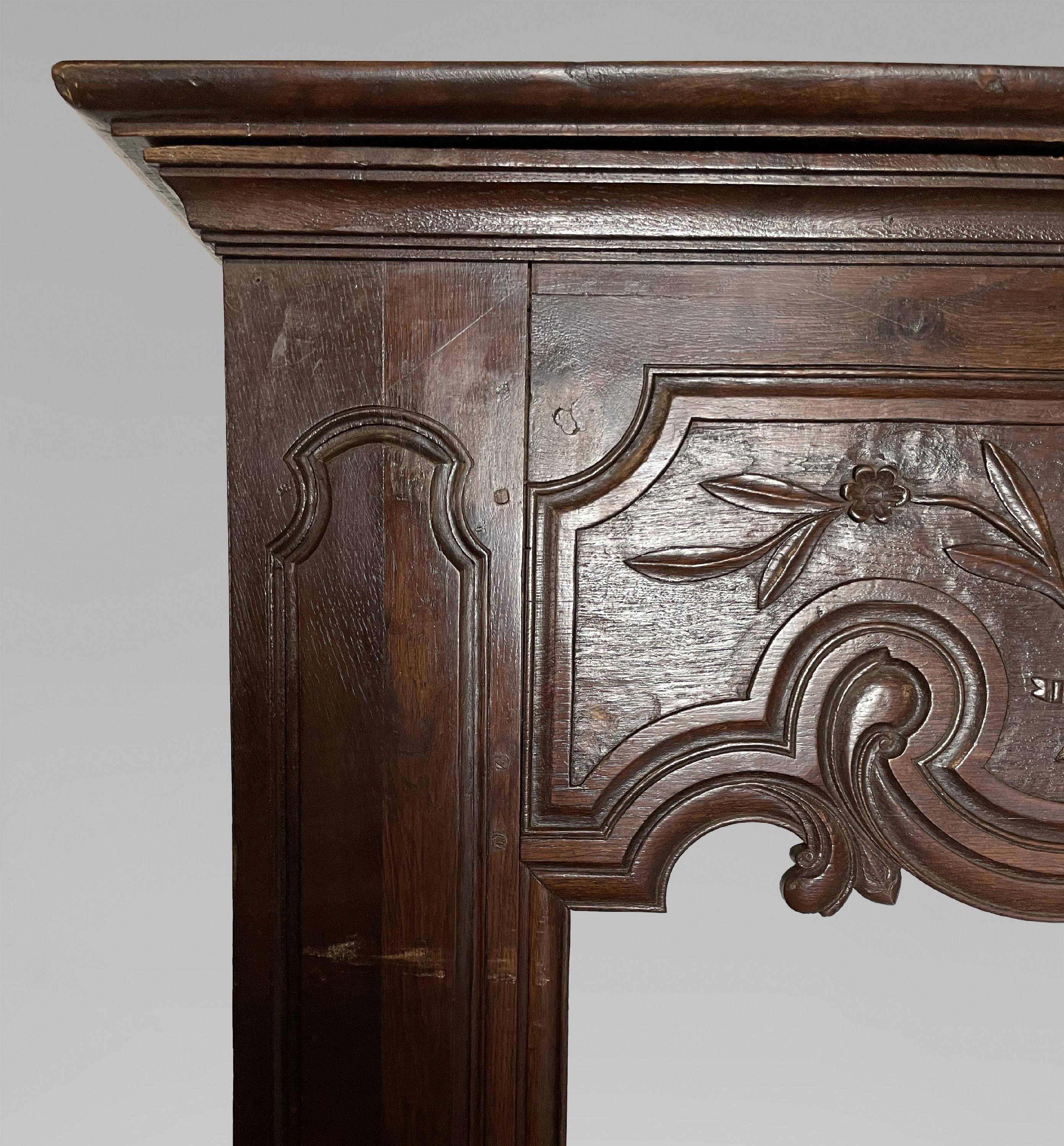 19th Century Large Oak Fireplace in the Louis XV Style For Sale