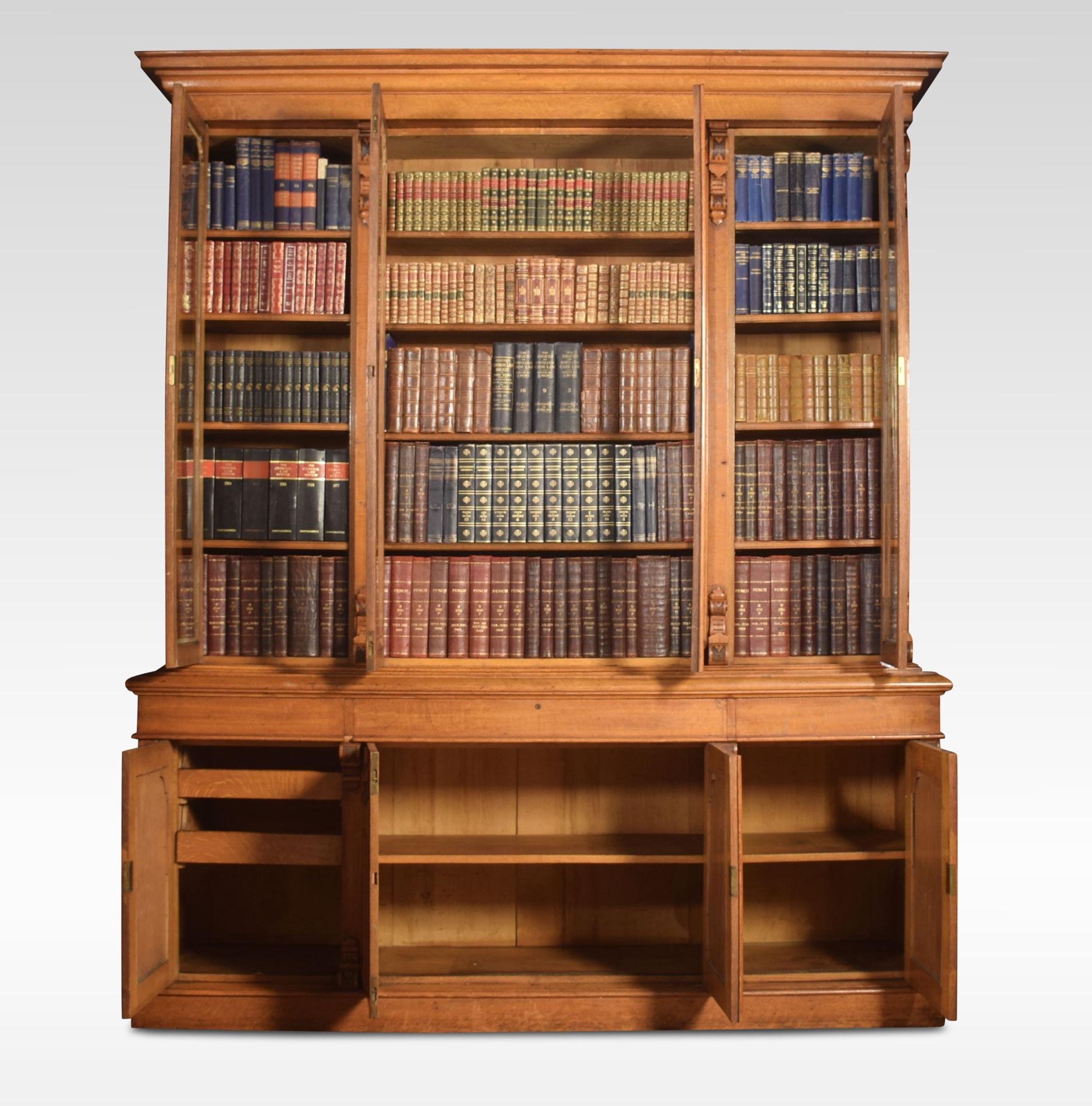 British Large Oak Four-Door Bookcase