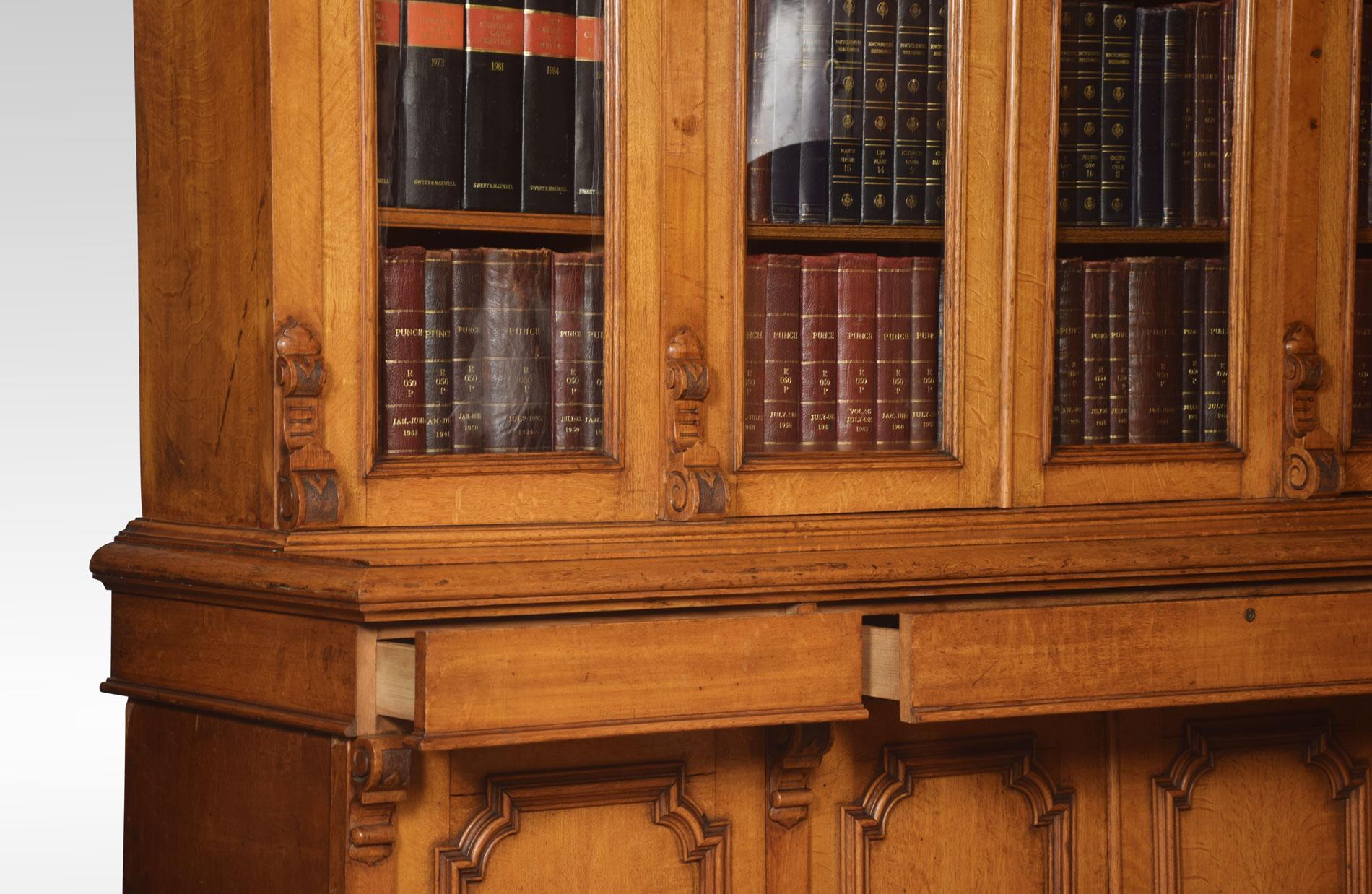 Large Oak Four-Door Bookcase 4