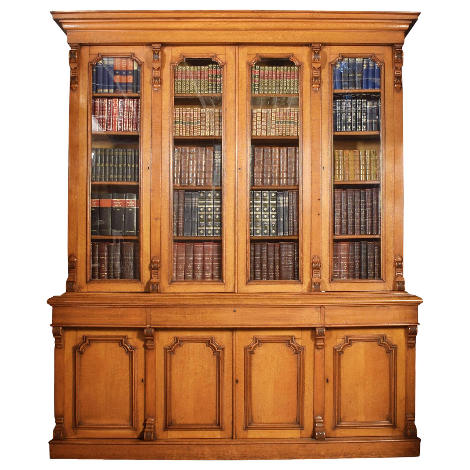 Large Oak Four-Door Bookcase