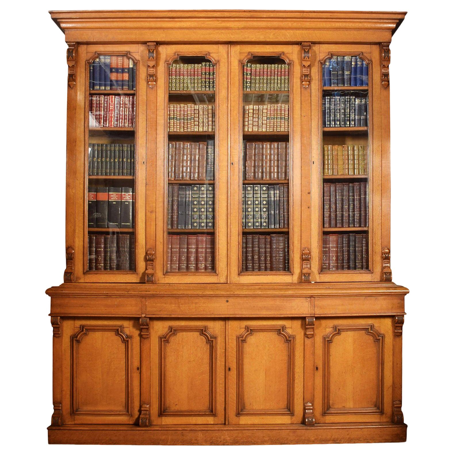 Large Oak Four-Door Bookcase