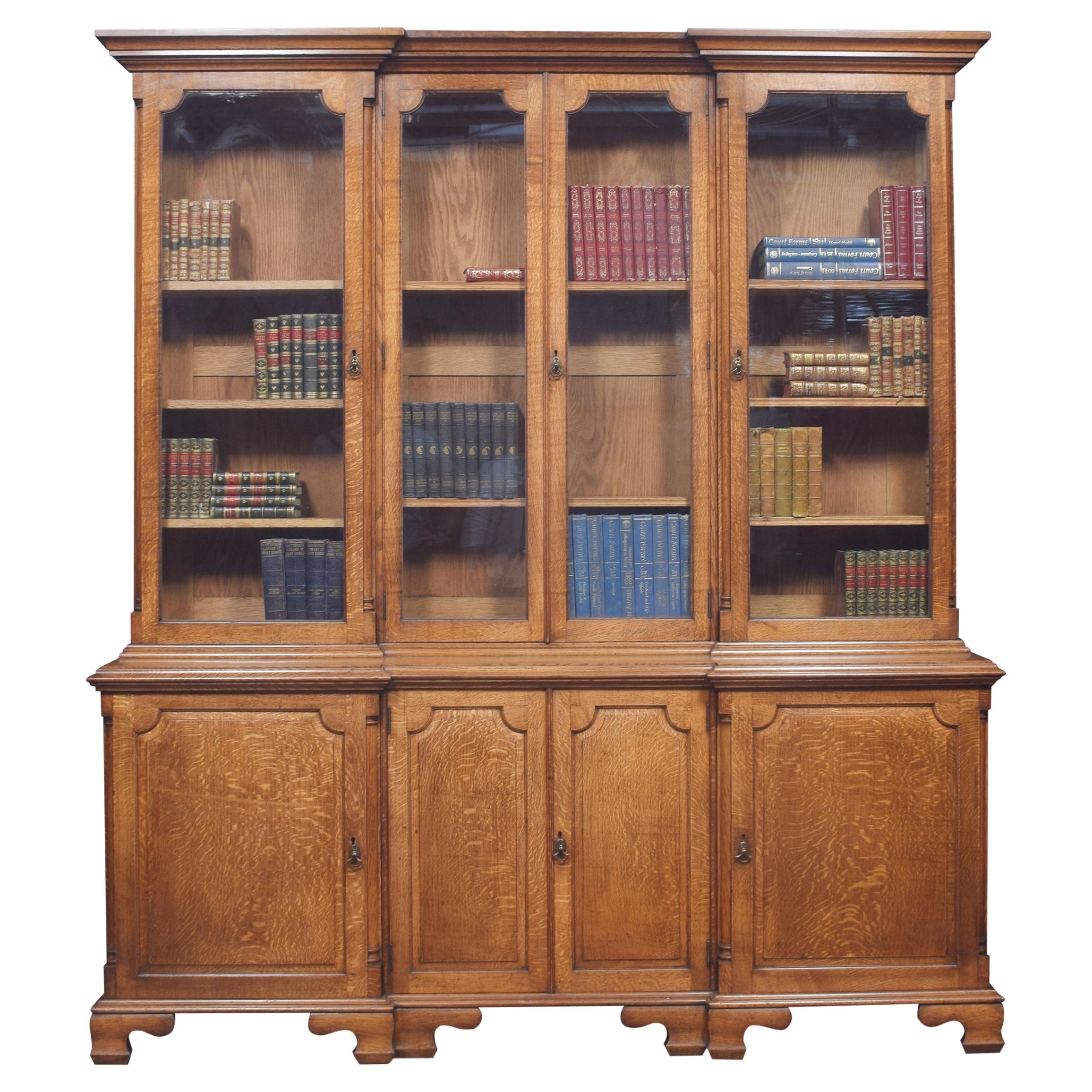 Large Oak Four Door Bookcase