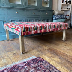 Large Oak Framed Footstool in Colefax and Fowler Ikat