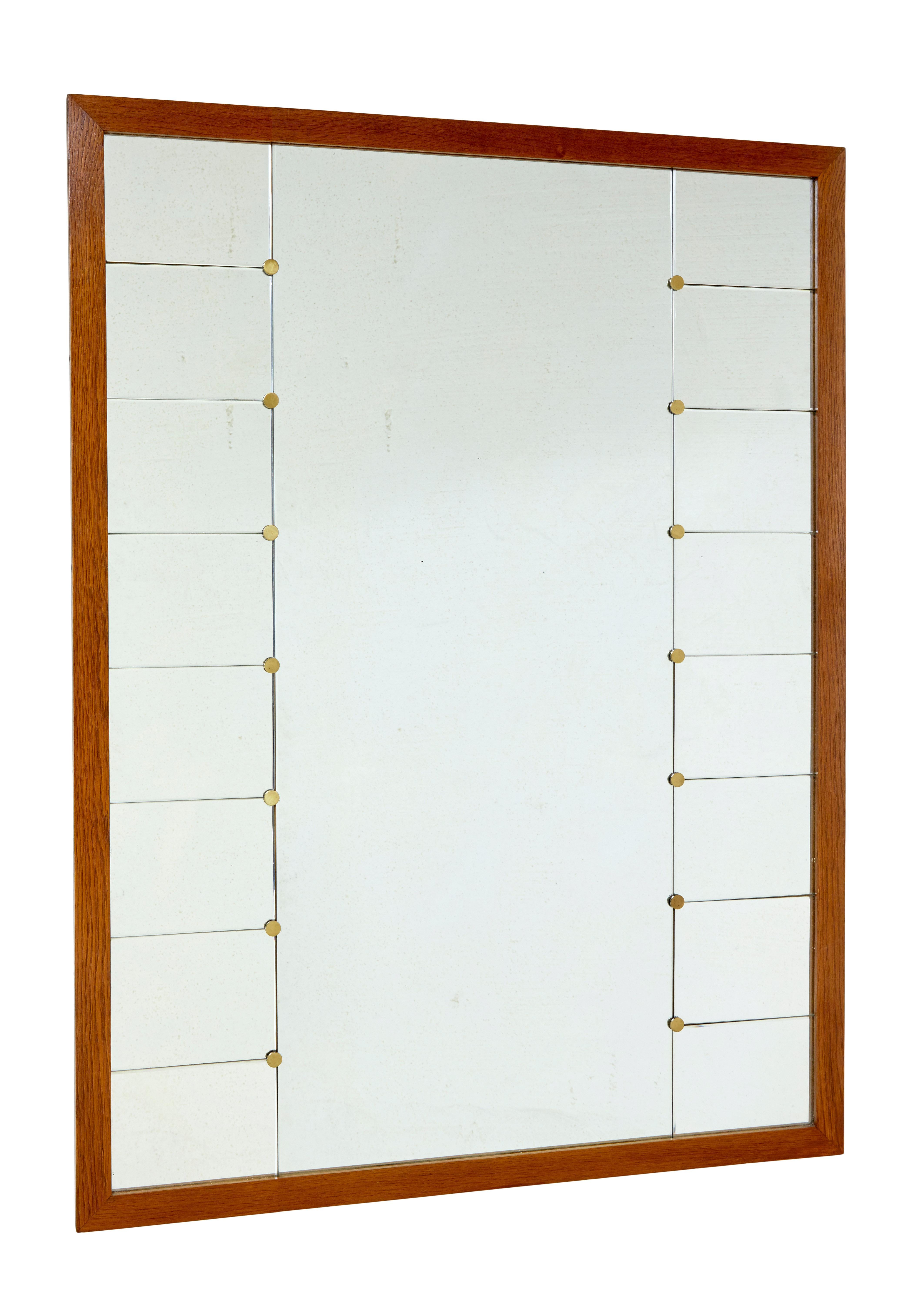 Mid-Century Modern Large oak framed Scandinavian mirror by g&t For Sale