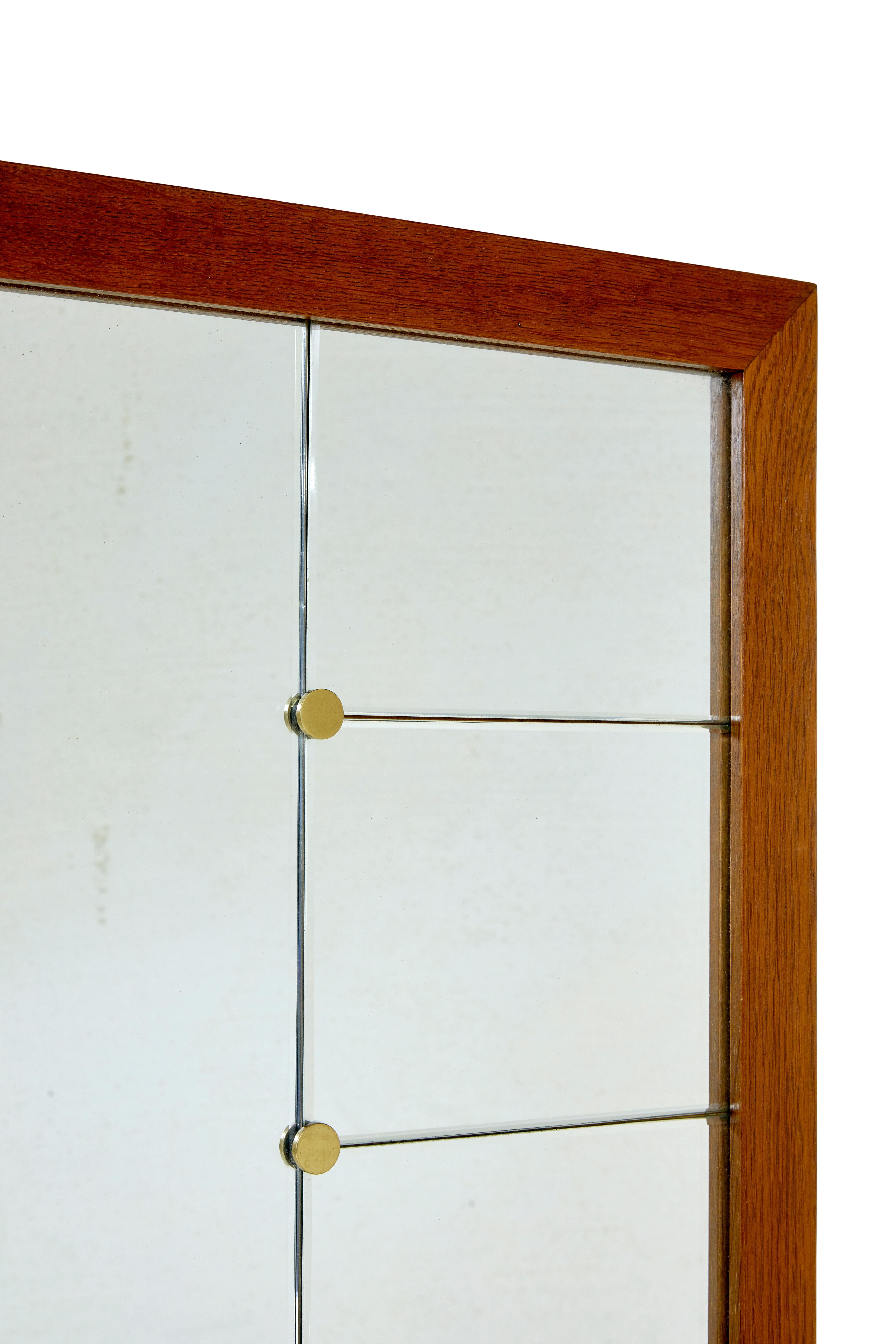 Swedish Large oak framed Scandinavian mirror by g&t For Sale