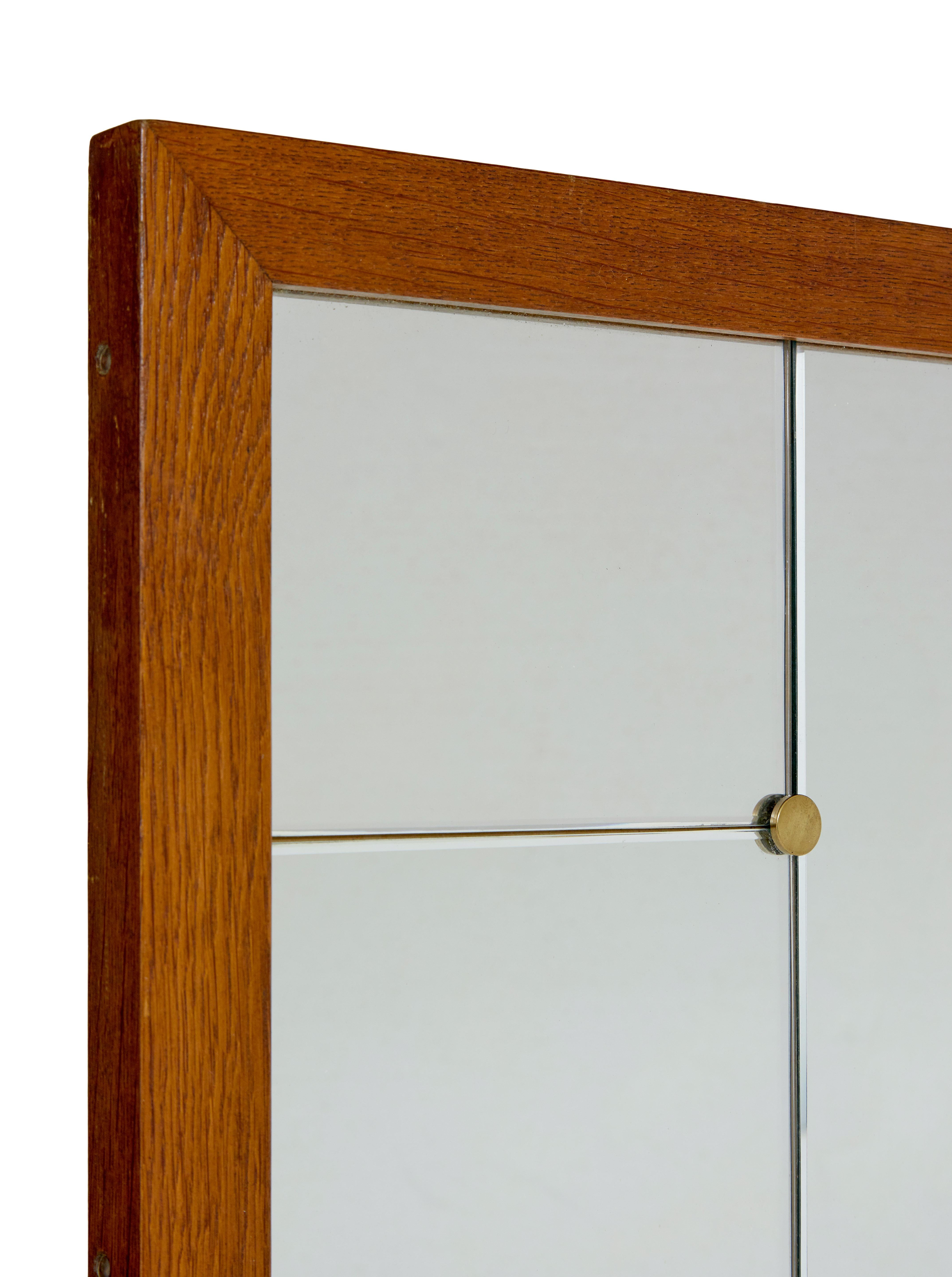 Woodwork Large oak framed Scandinavian mirror by g&t For Sale