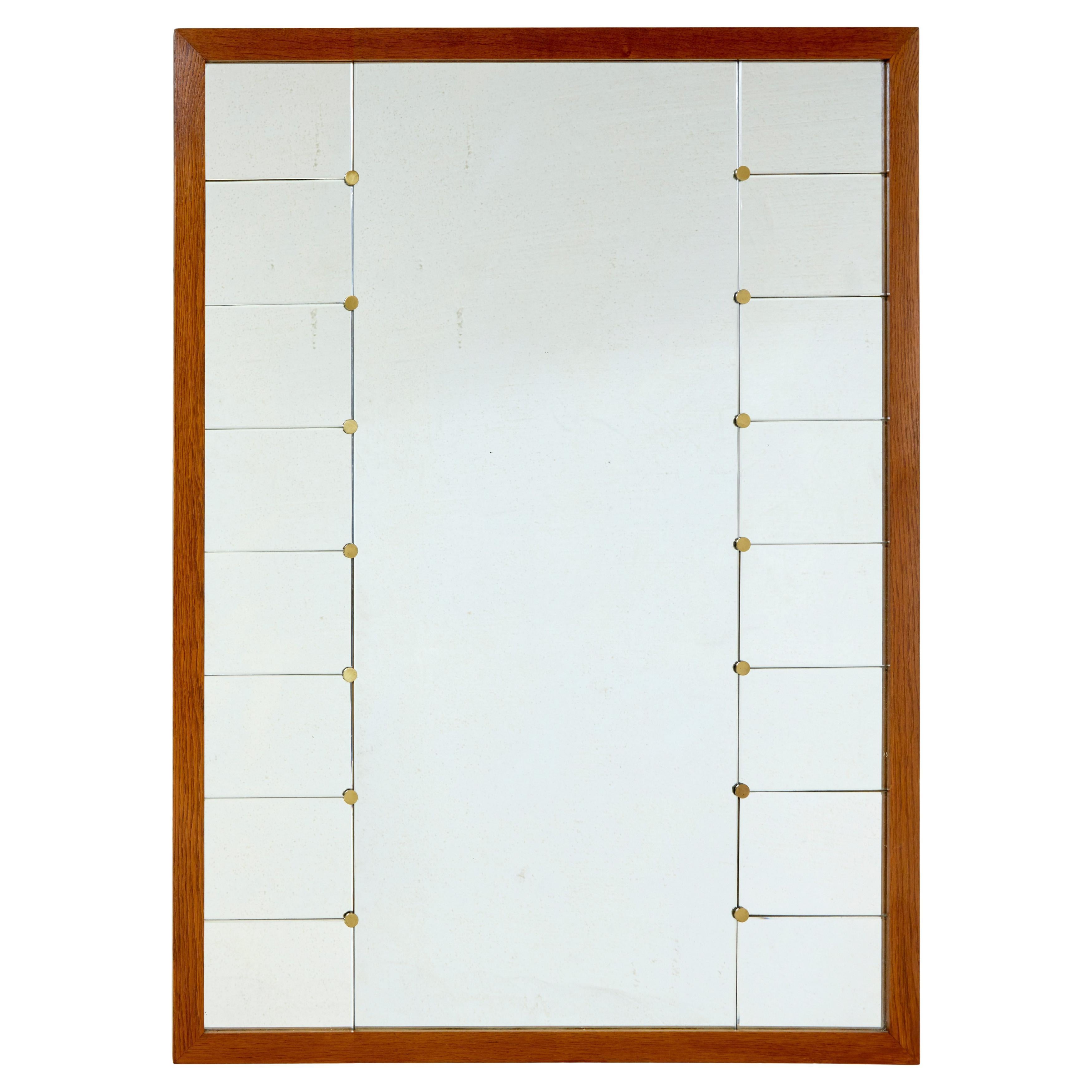 Large oak framed Scandinavian mirror by g&t For Sale