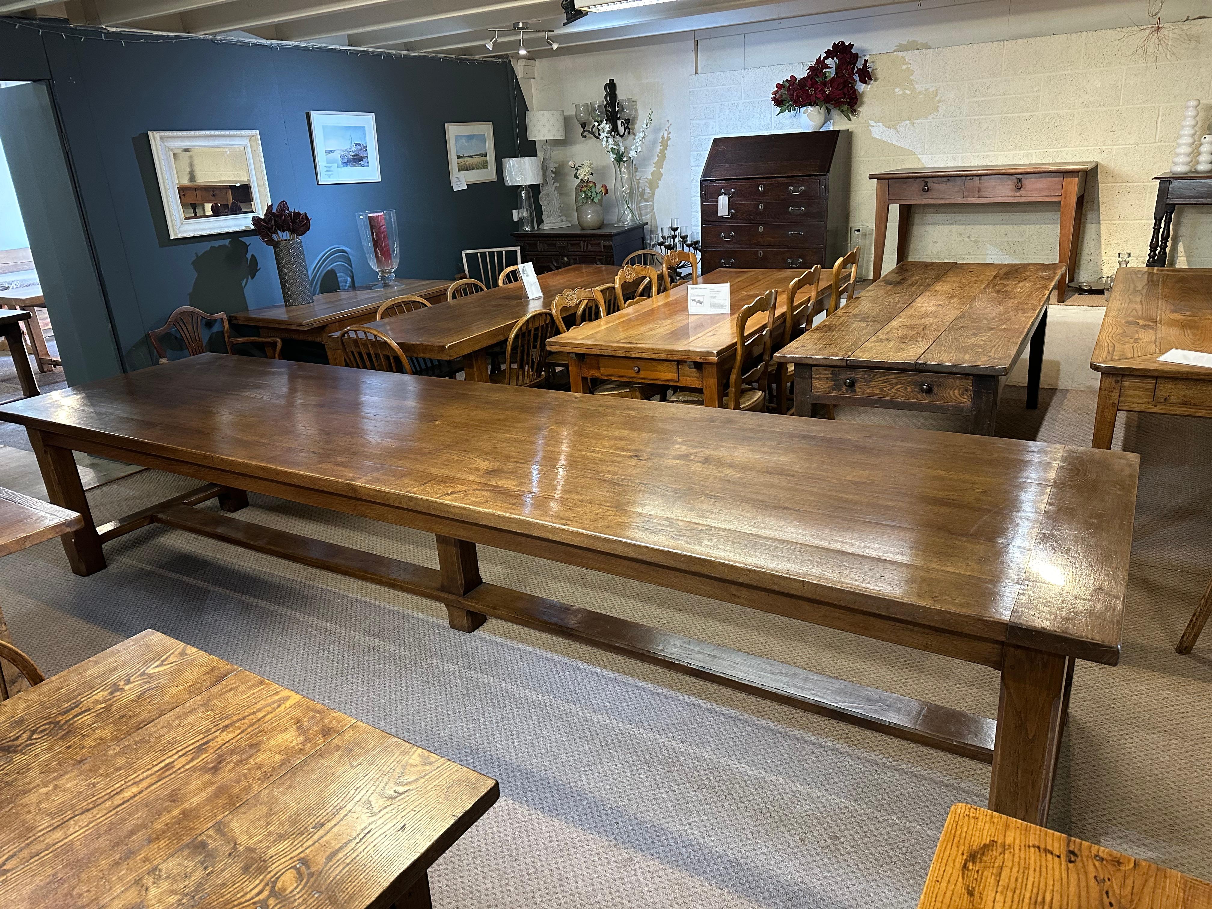 Hand-Crafted Large Oak French Farmhouse Table For Sale