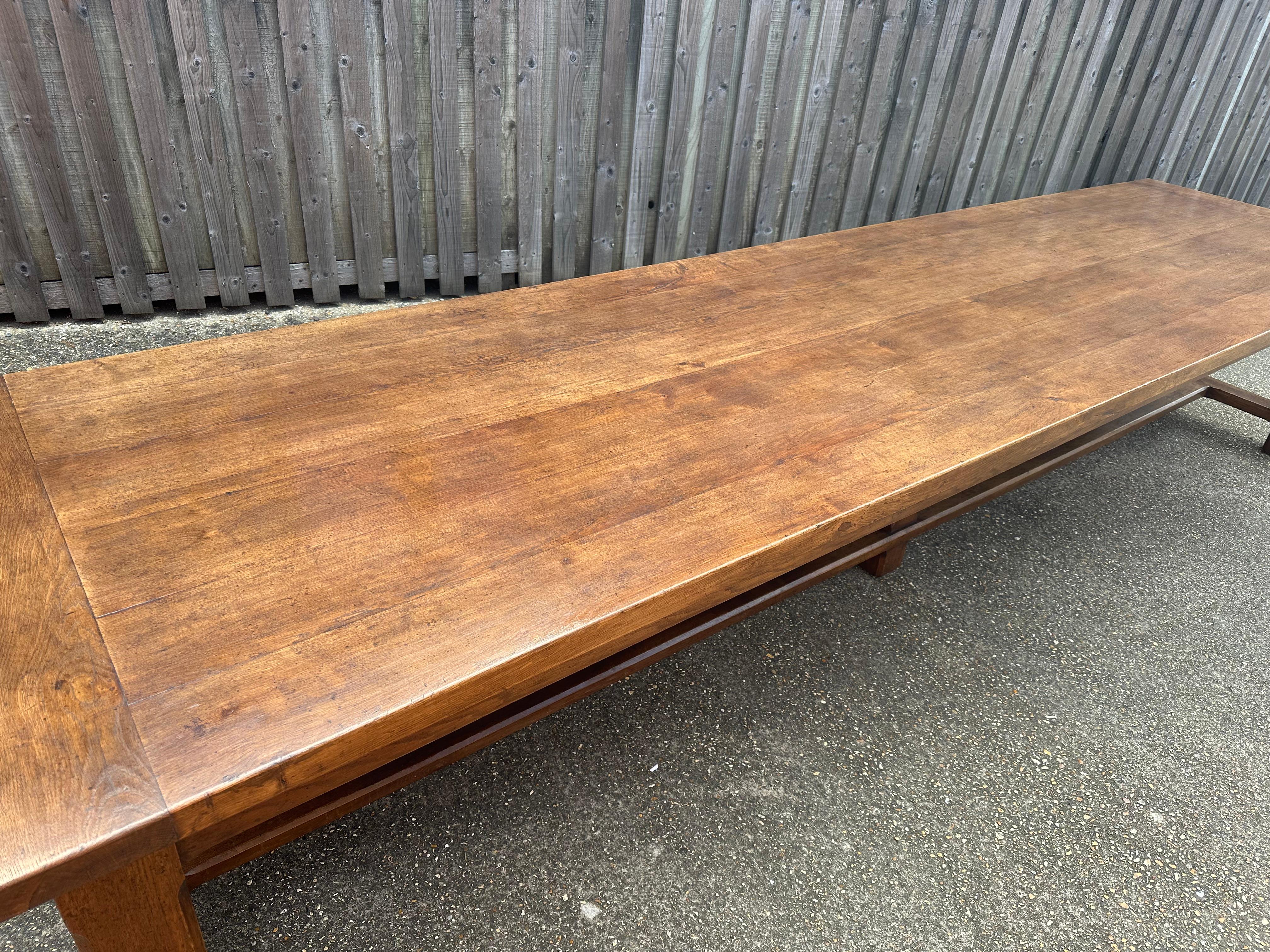 20th Century Large Oak French Farmhouse Table For Sale