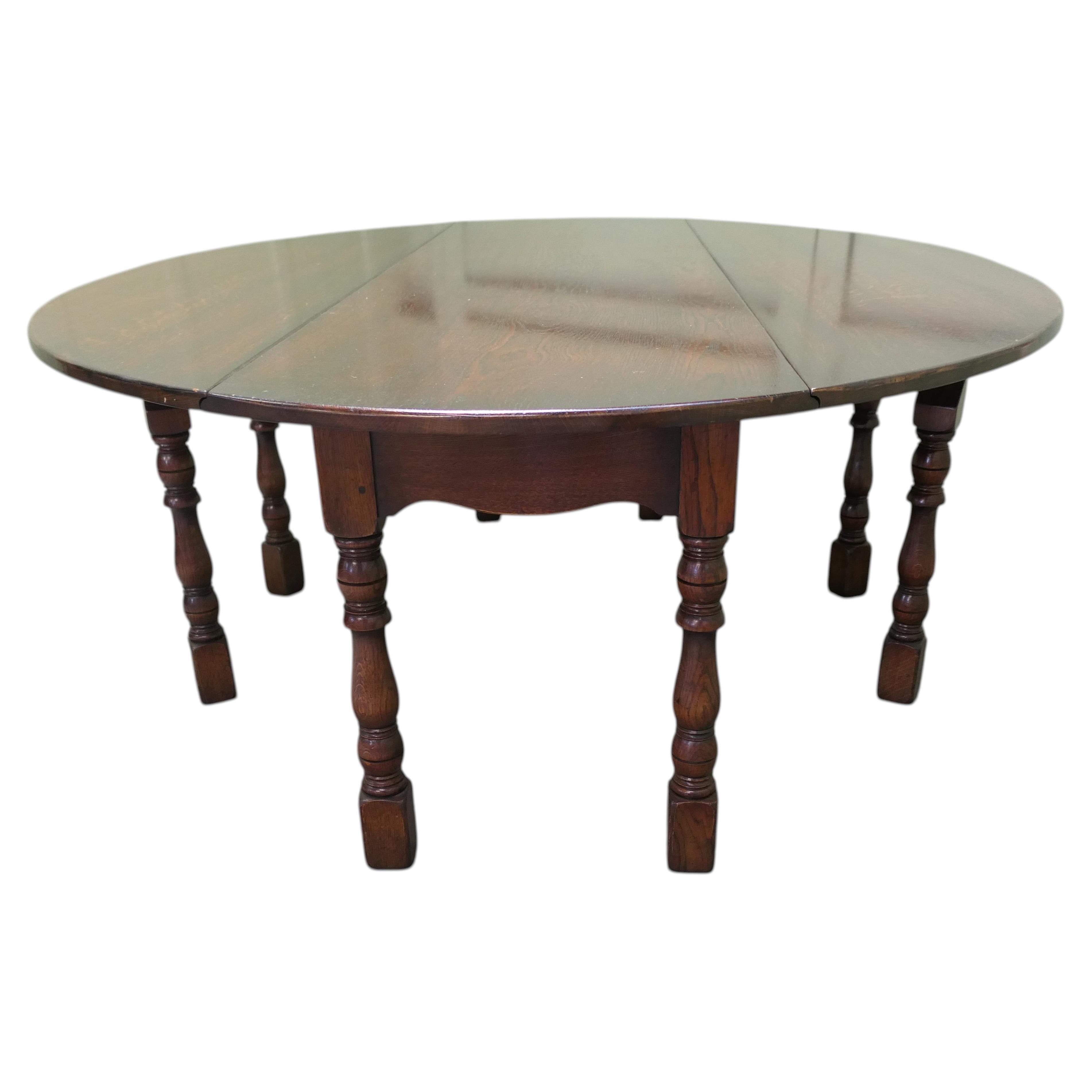 Large Oak Gate Leg or Wake Table This is a very rare and magnificent table For Sale