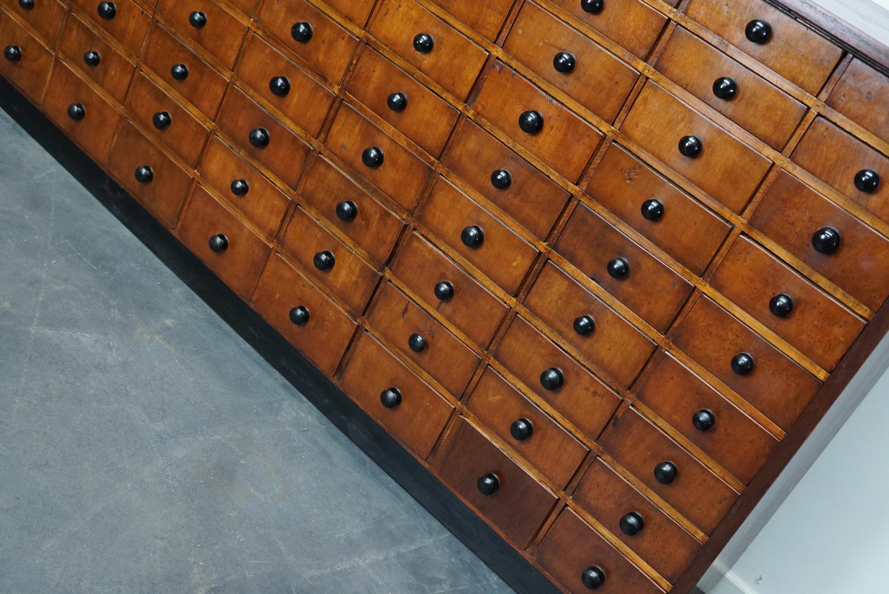 Large Oak German Industrial Apothecary Cabinet, Mid-20th Century In Good Condition In Nijmegen, NL