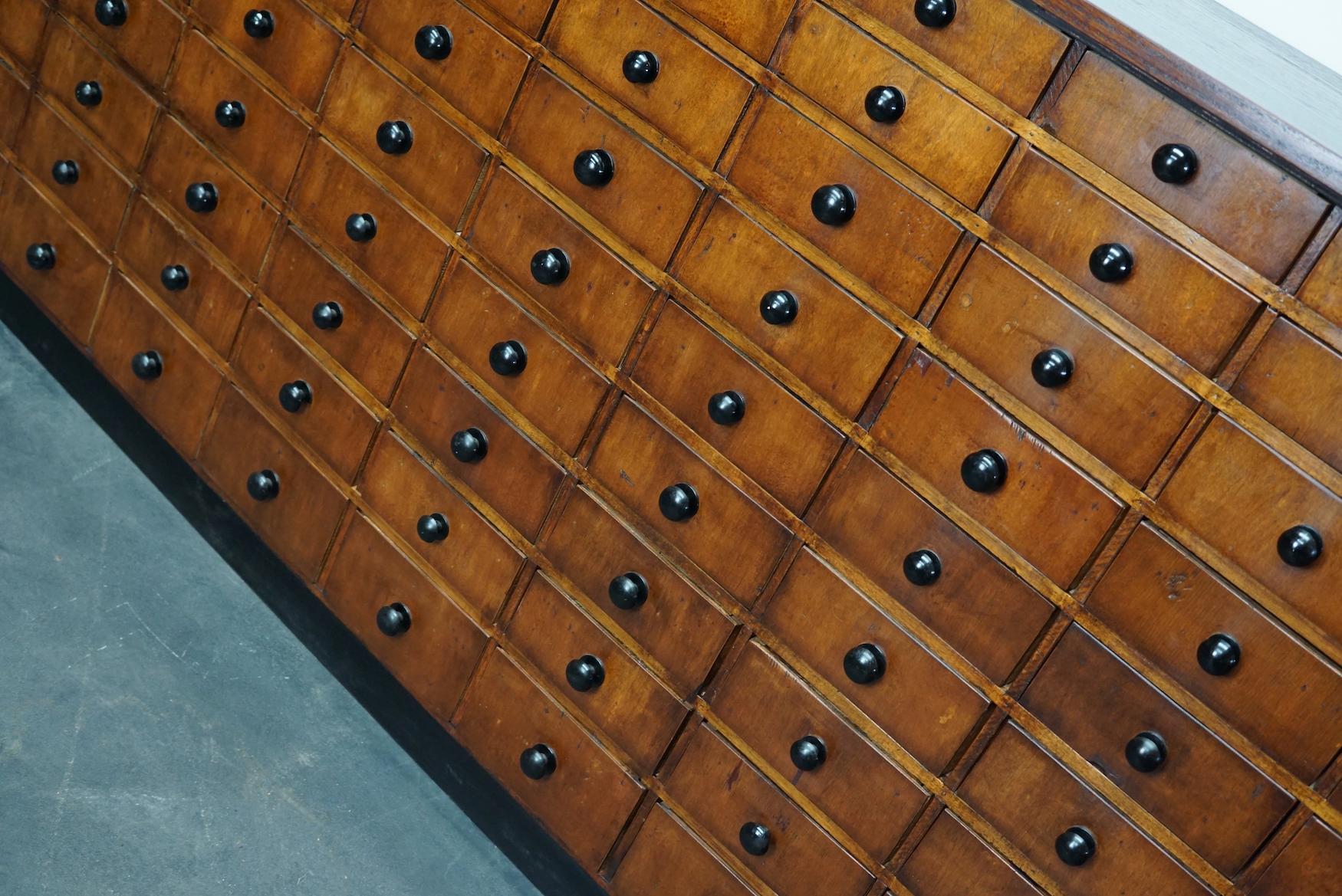 Large Oak German Industrial Apothecary Cabinet, Mid-20th Century 1