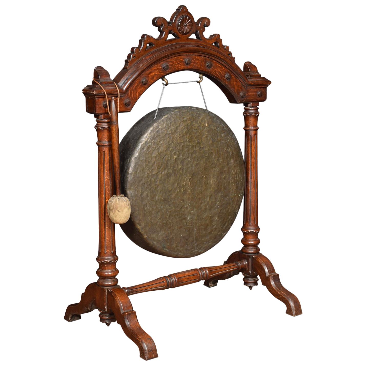 Large Oak Gothic Dinner Gong