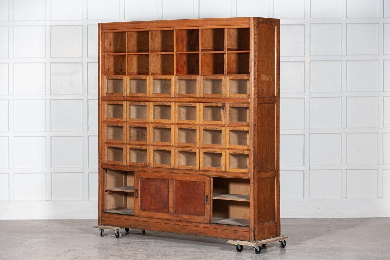 Large Oak Haberdashery Cabinet In Good Condition For Sale In Staffordshire, GB