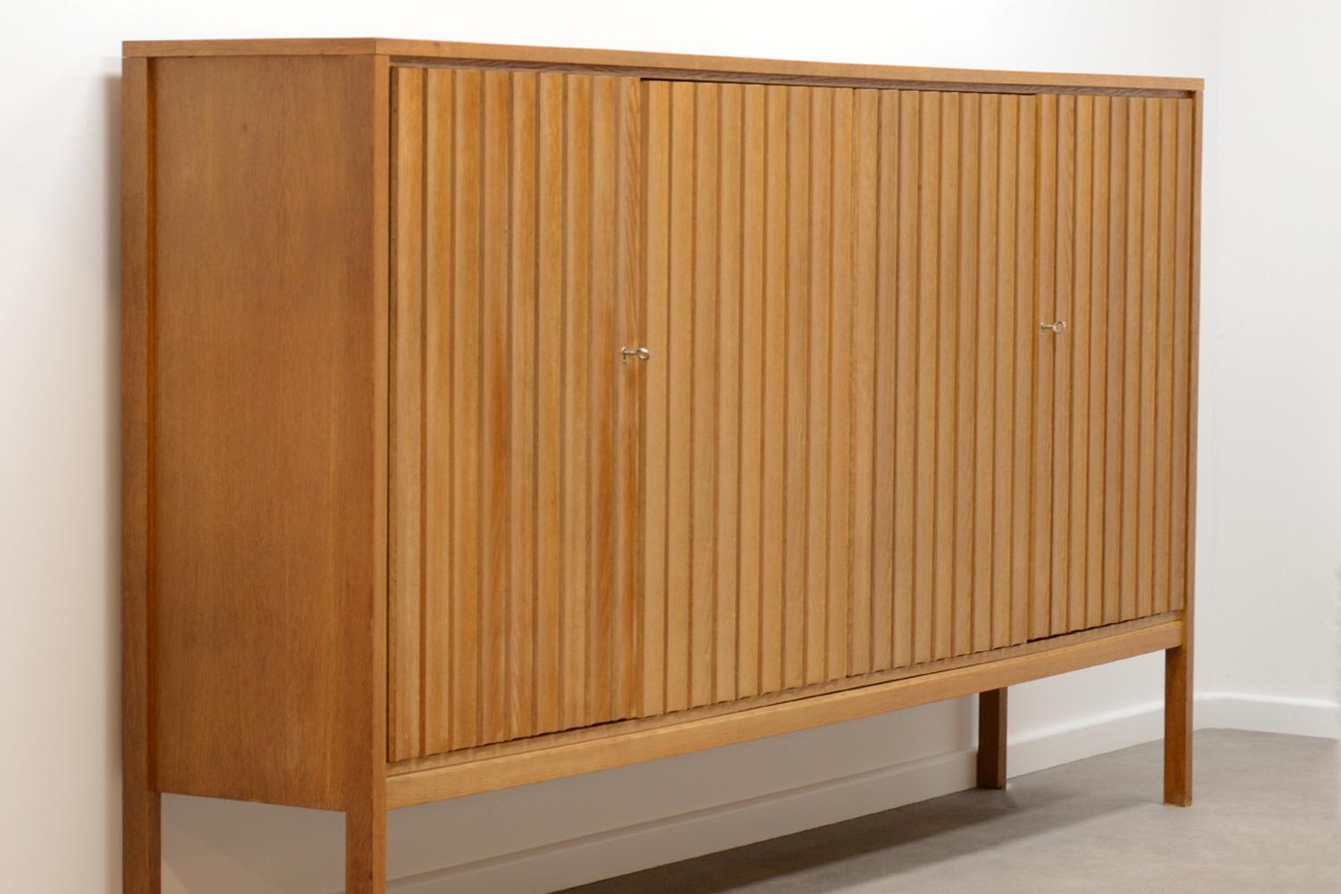 Mid-Century Modern Large Oak Highboard by Leo Bub for Bub Wertmöbel Germany, 70s