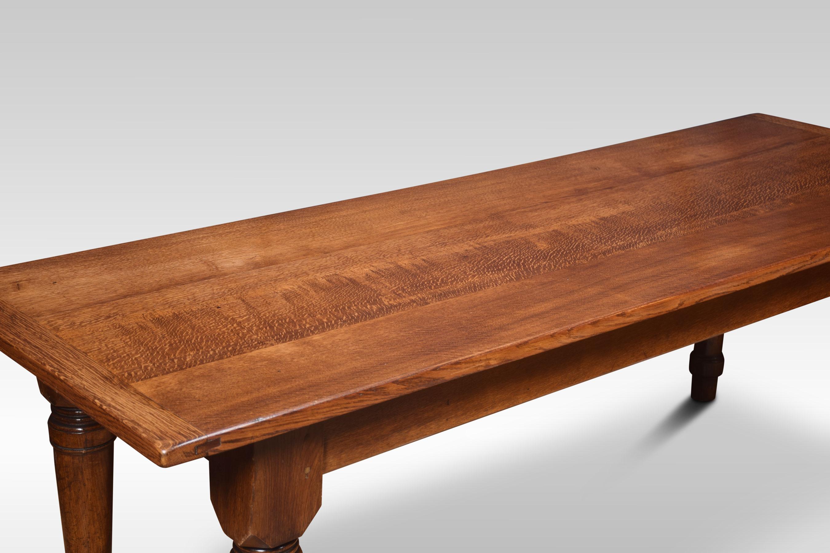 19th Century Large Oak Kitchen Dining Refectory Table