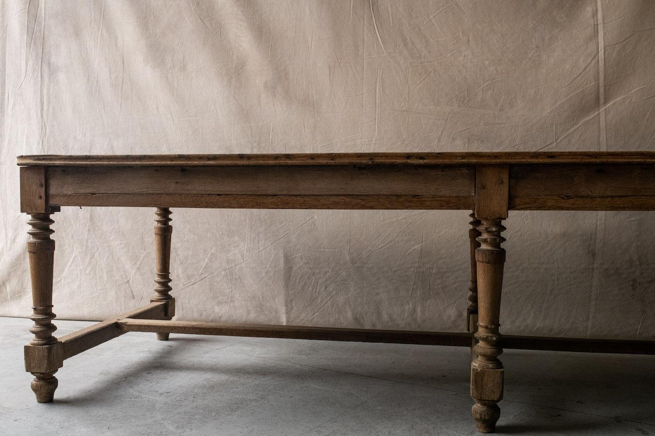 European Large Oak Library Table From France, Circa 1950