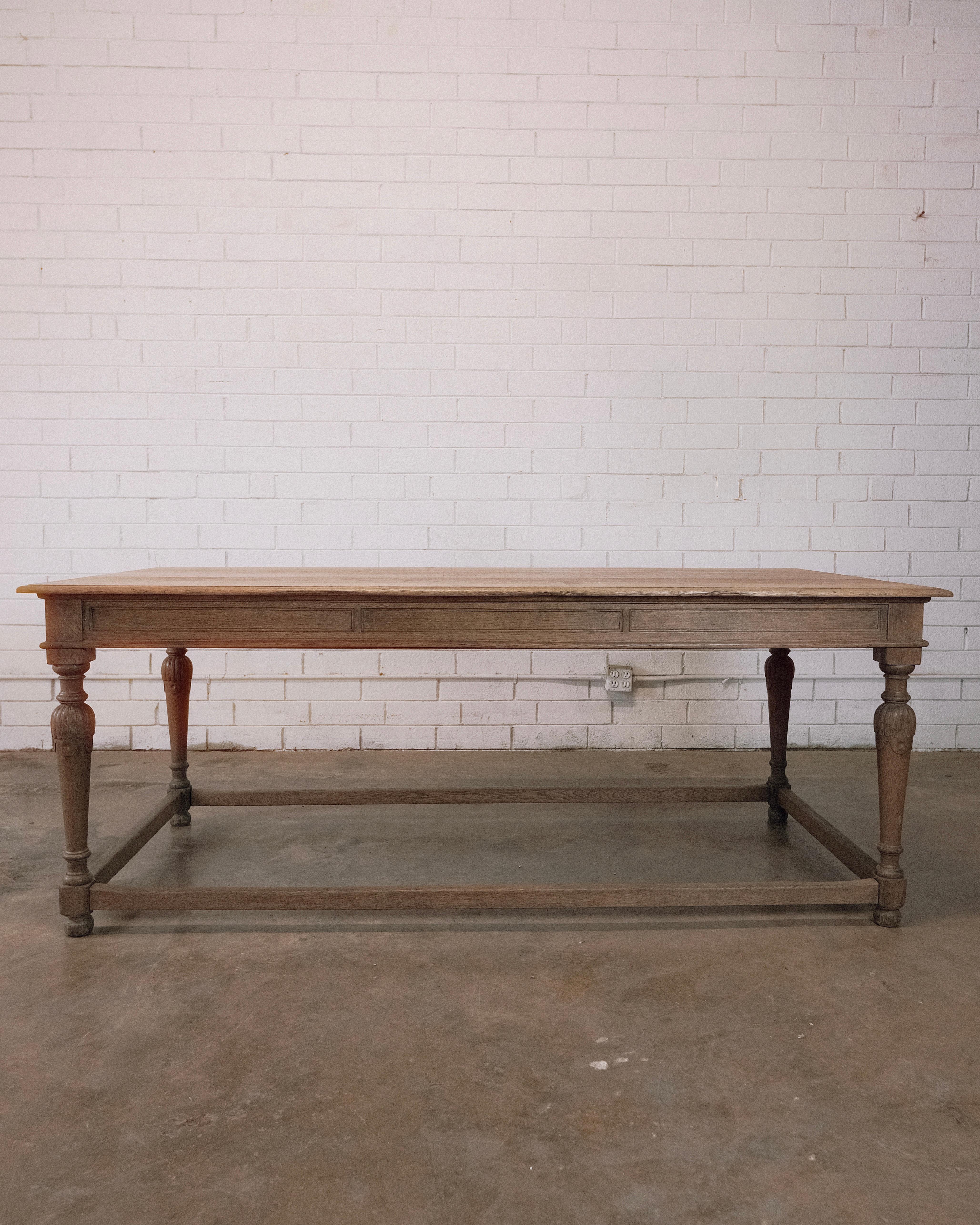 French Large Oak Library Table From France For Sale