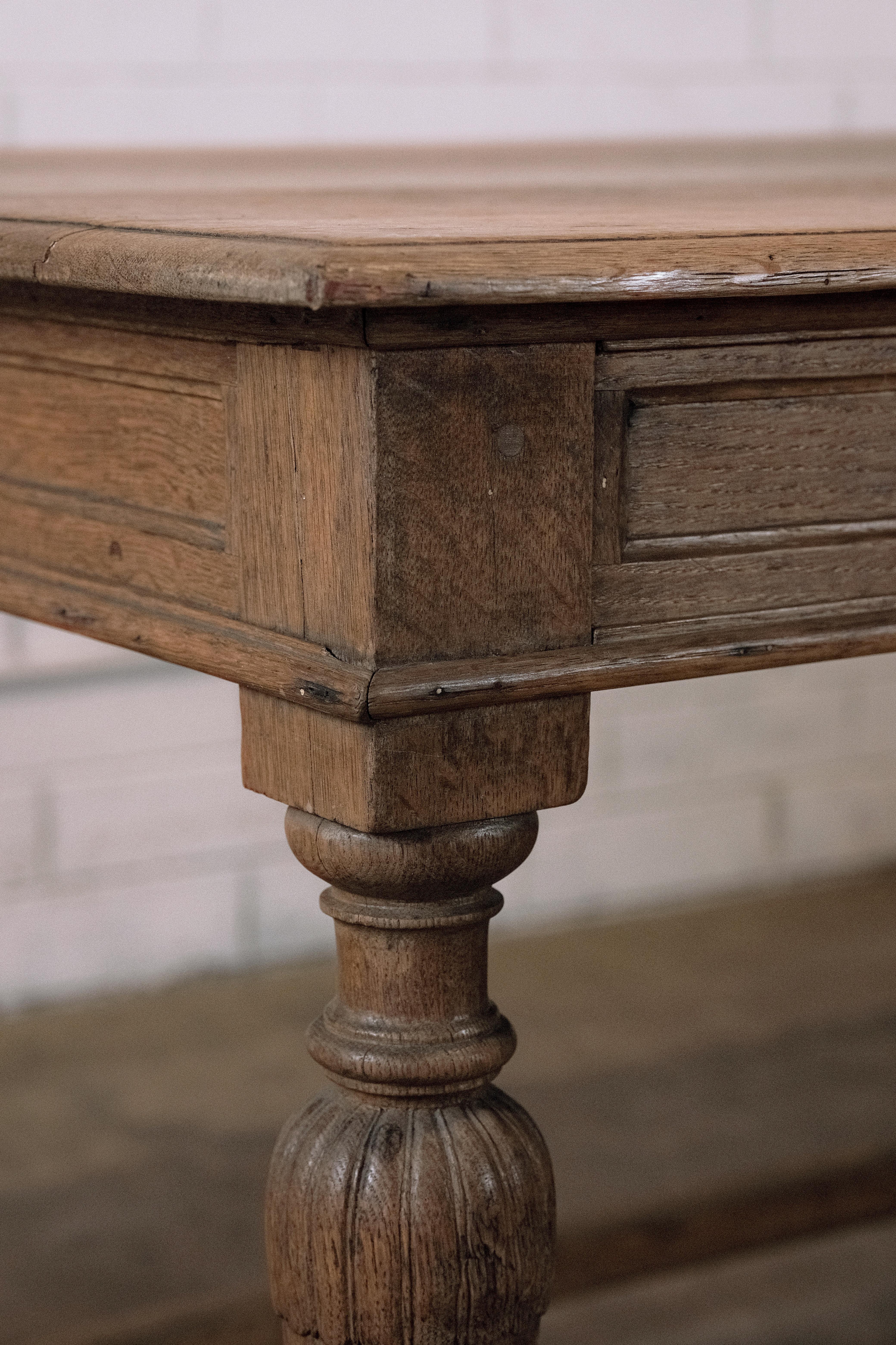 19th Century Large Oak Library Table From France For Sale