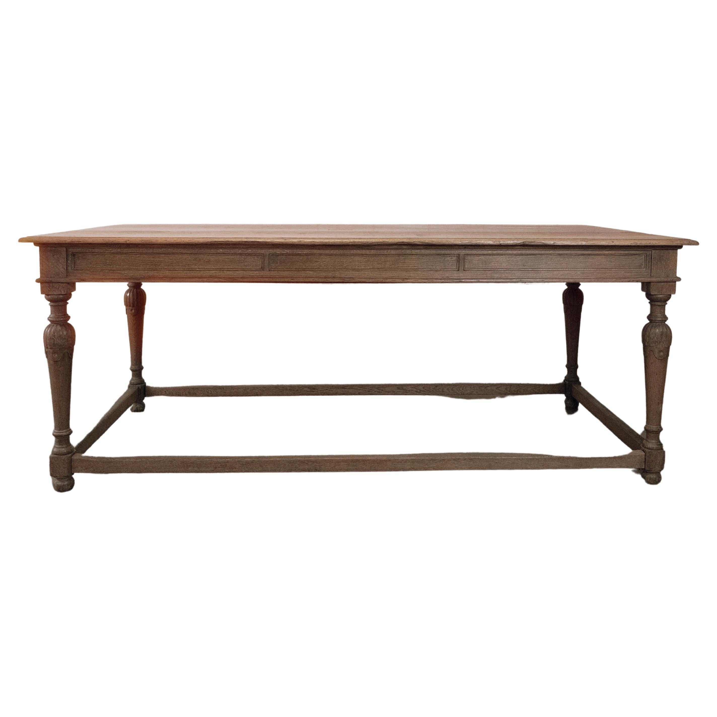 Large Oak Library Table From France