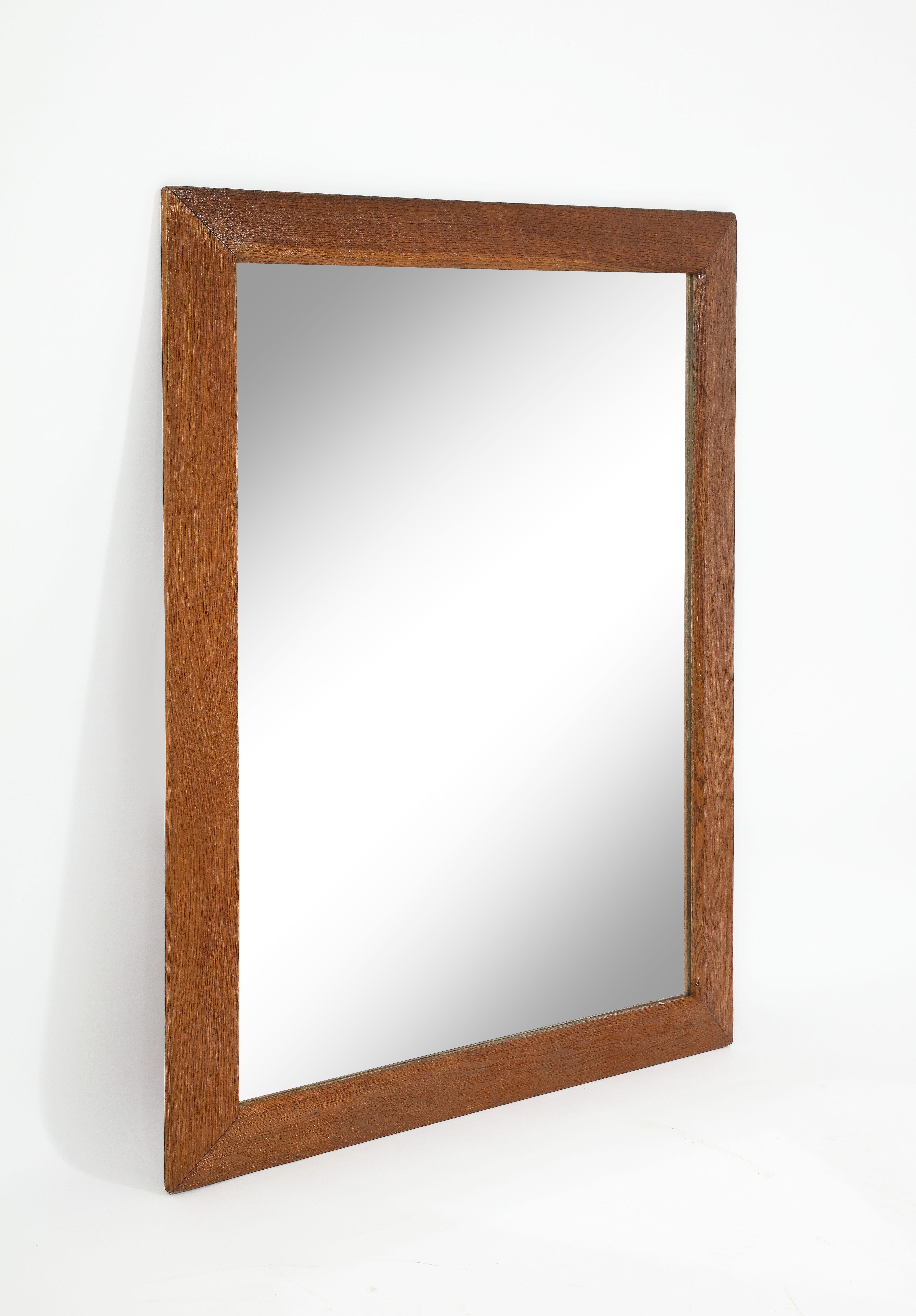 French Large Rectangular Oak Mirror, France 1960's For Sale