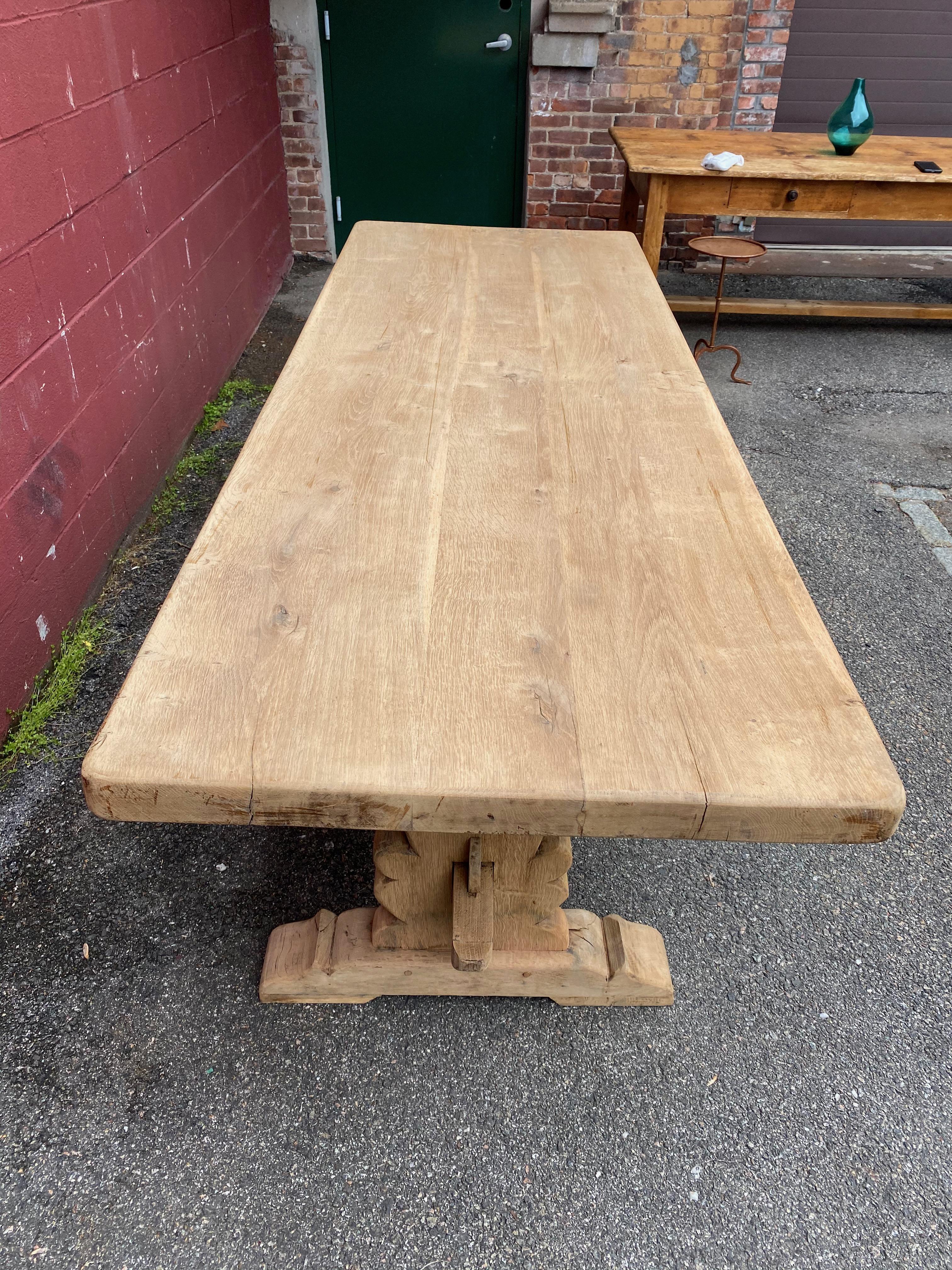 Large Oak Monastery Table In Fair Condition In Buchanan, NY