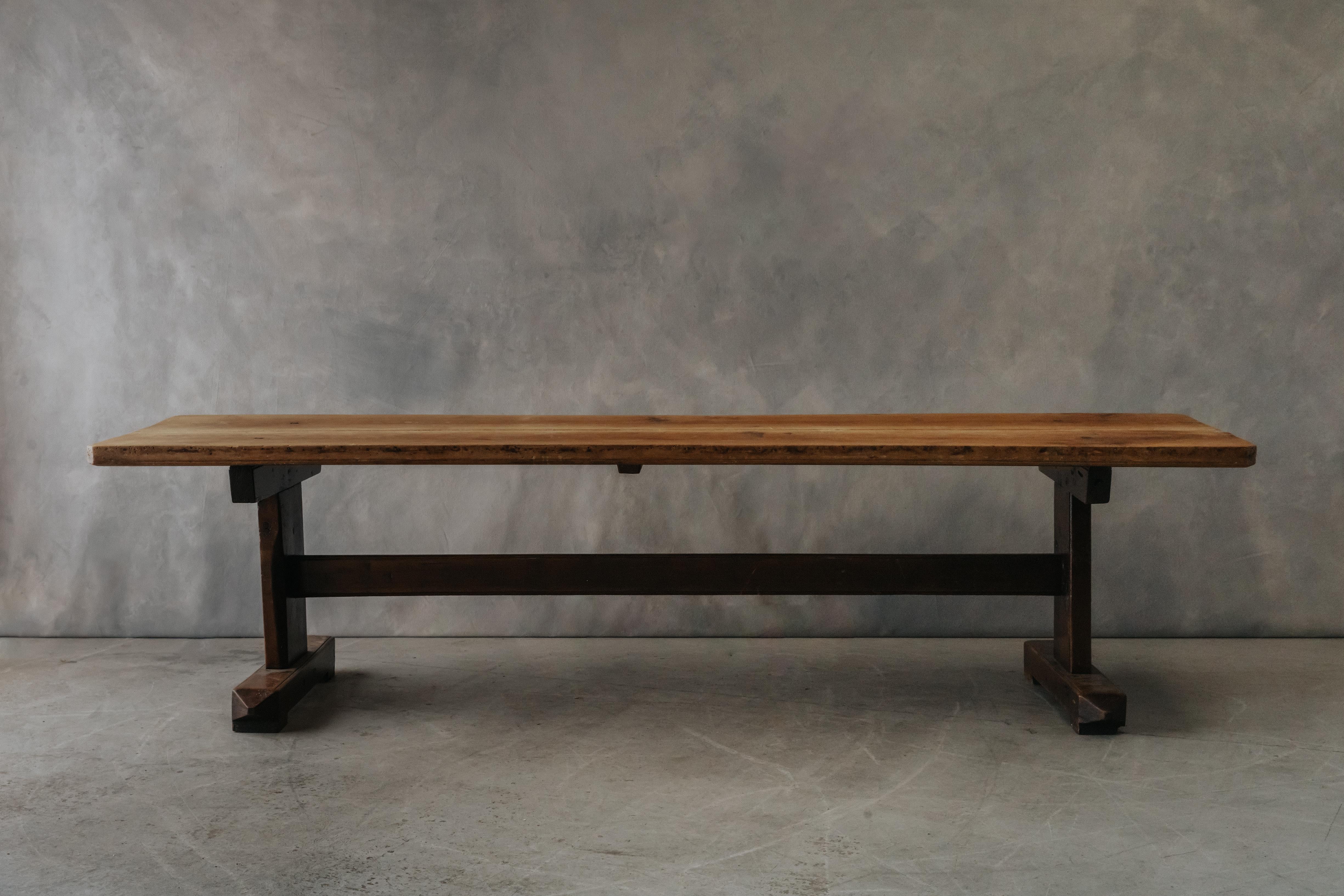 Large Oak Monastery Table From Italy, Circa 1880.  Solid oak construction with great patina and use.  Fantastic base.