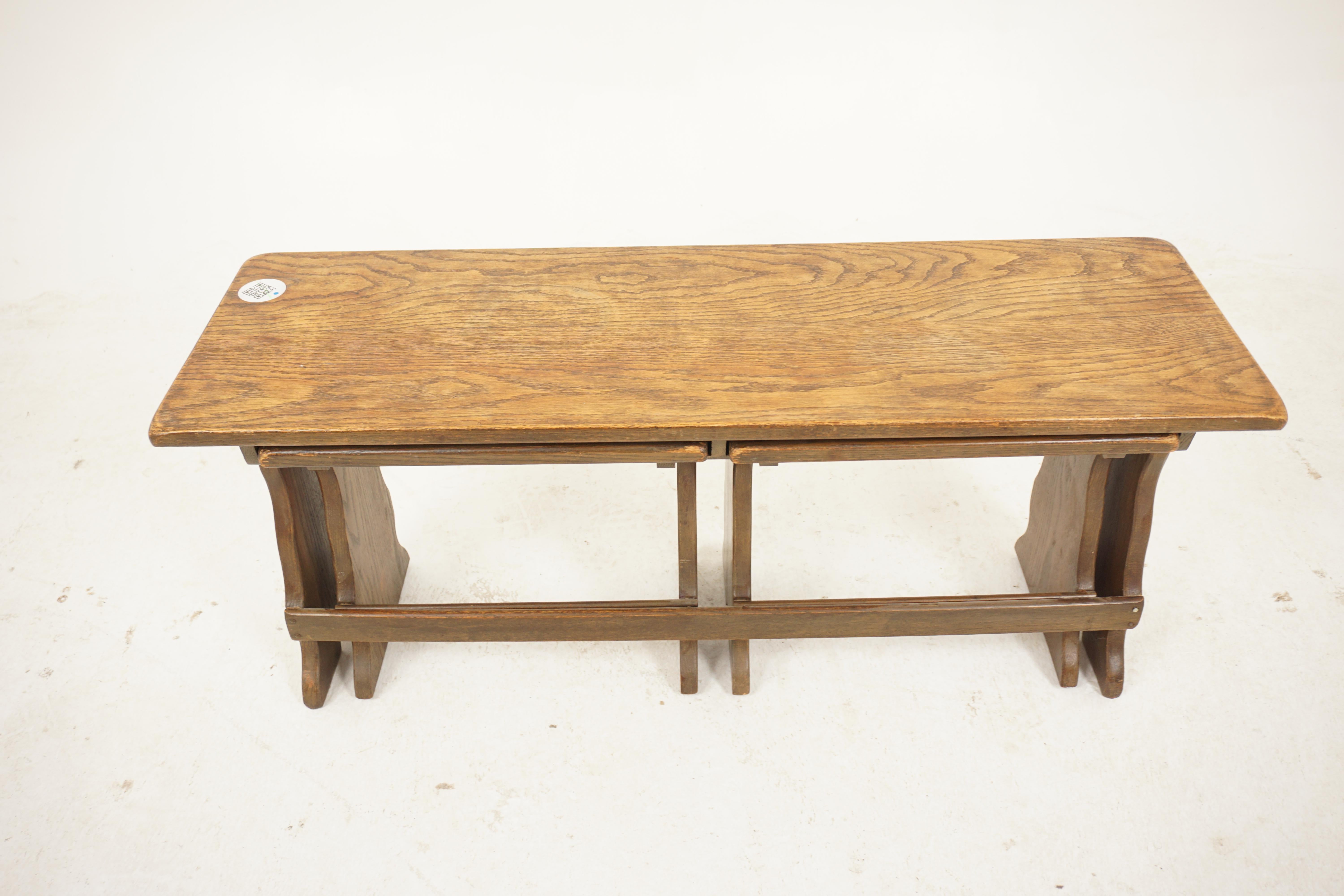 Large Oak Nesting Table, End Tables, Scotland 1930 For Sale 5
