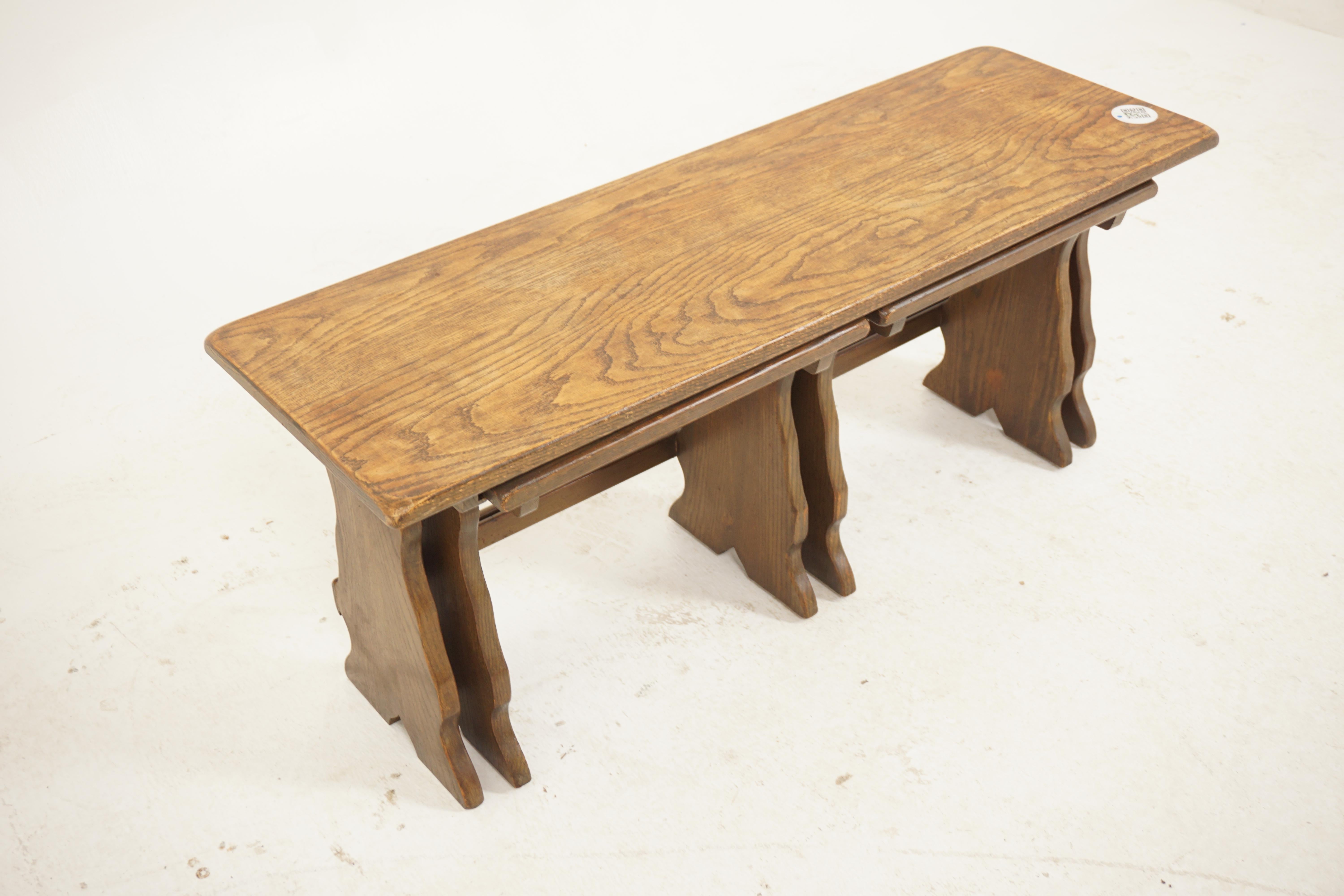 Scottish Large Oak Nesting Table, End Tables, Scotland 1930 For Sale