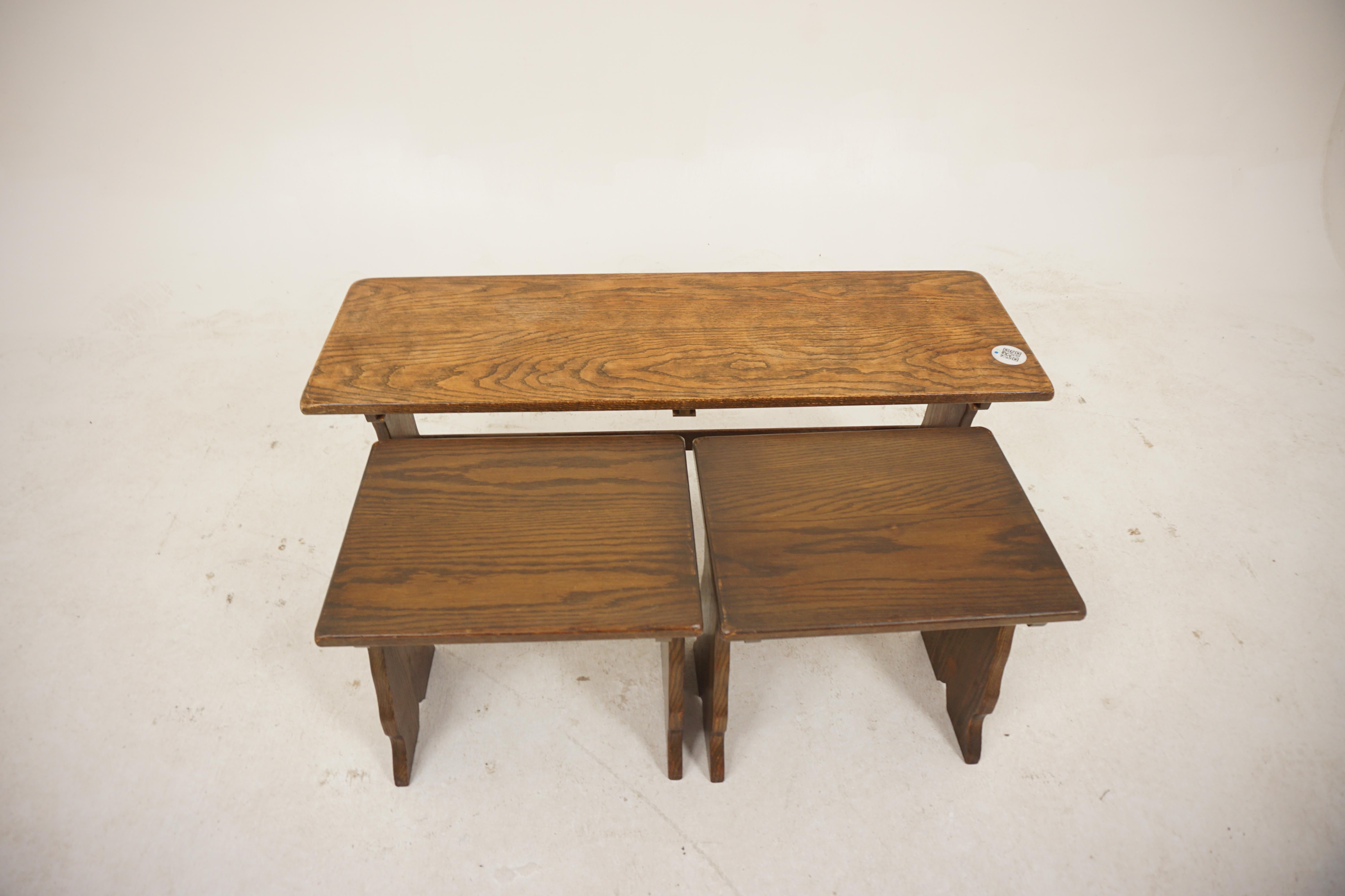 Large Oak Nesting Table, End Tables, Scotland 1930 In Good Condition For Sale In Vancouver, BC