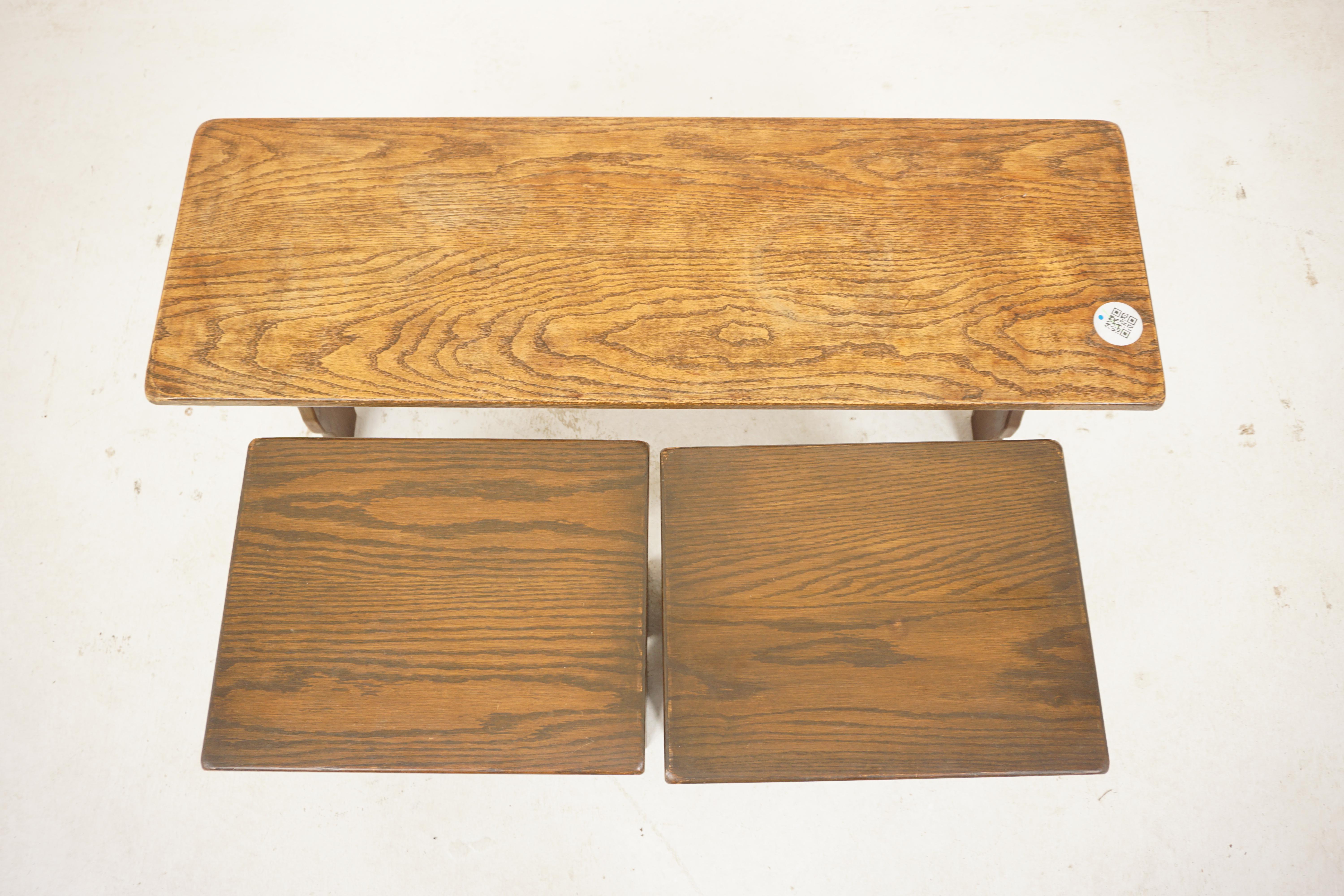 Large Oak Nesting Table, End Tables, Scotland 1930 For Sale 1