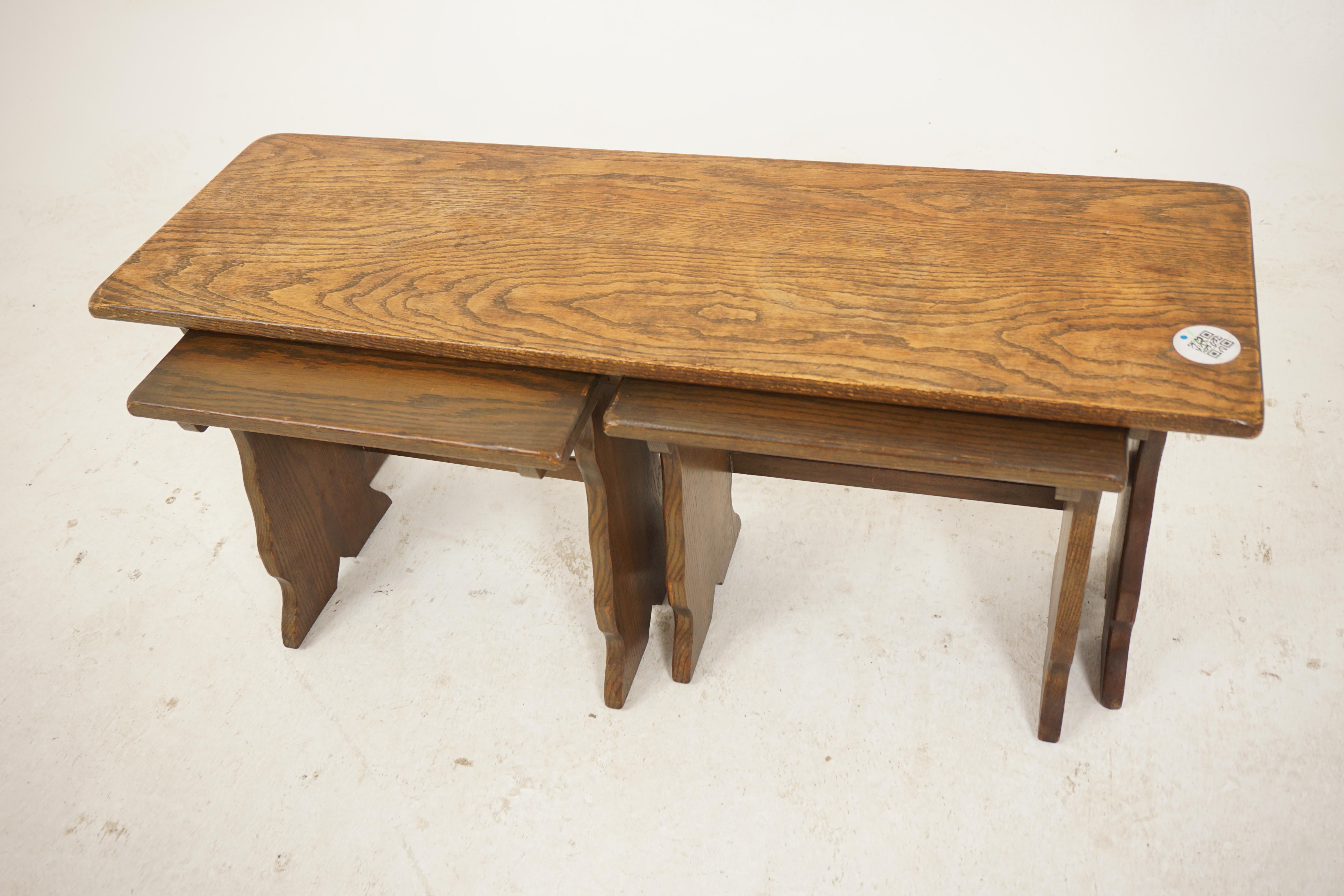 Large Oak Nesting Table, End Tables, Scotland 1930 For Sale 3