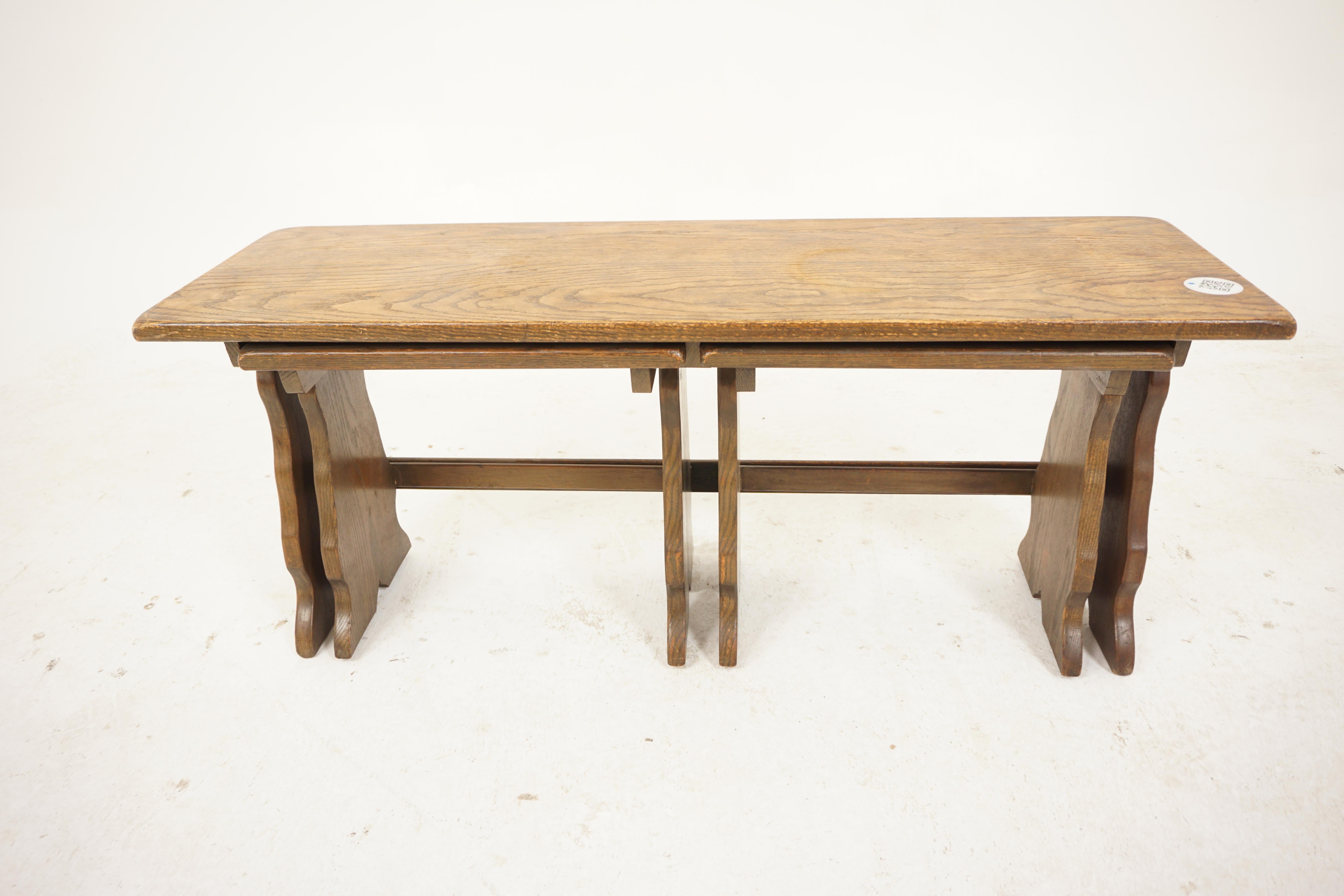 Large Oak Nesting Table, End Tables, Scotland 1930 For Sale 4