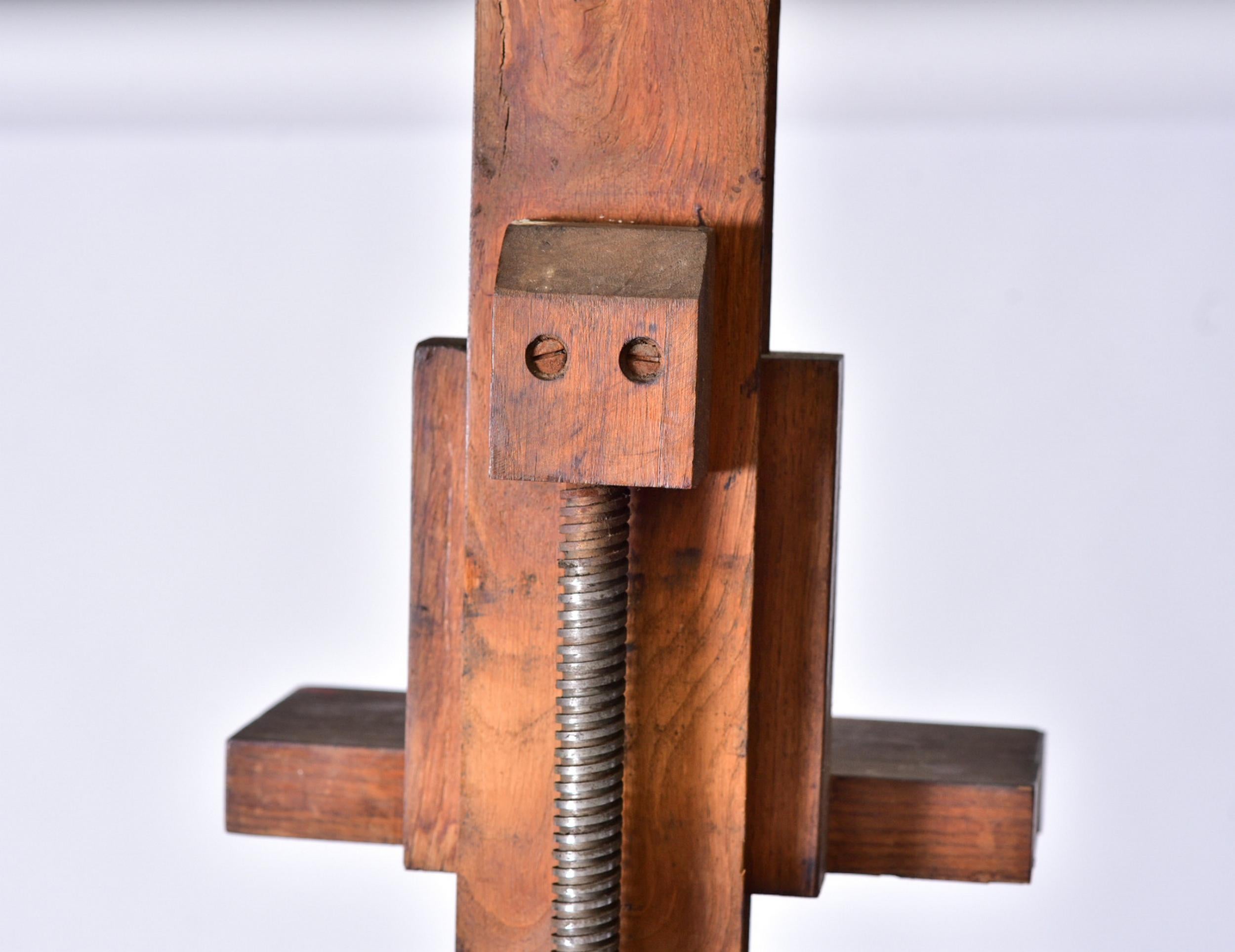 French Large oak painter's easel, Paris, France, circa 1950 For Sale